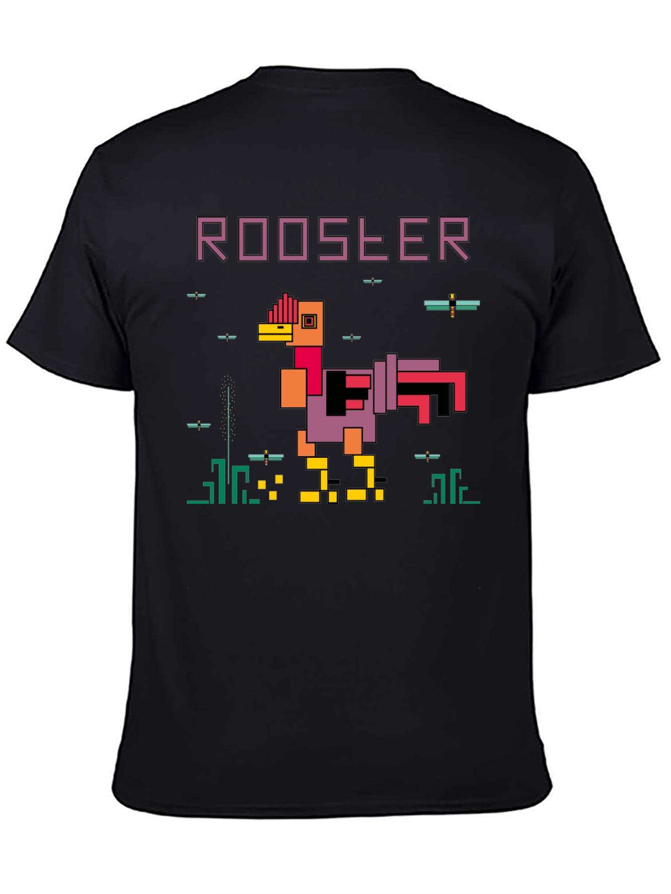 Retro 8-Bit Rooster Graphic T-Shirt