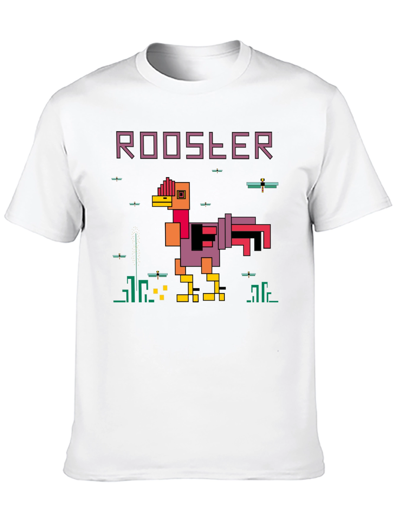 Retro 8-Bit Rooster Graphic T-Shirt