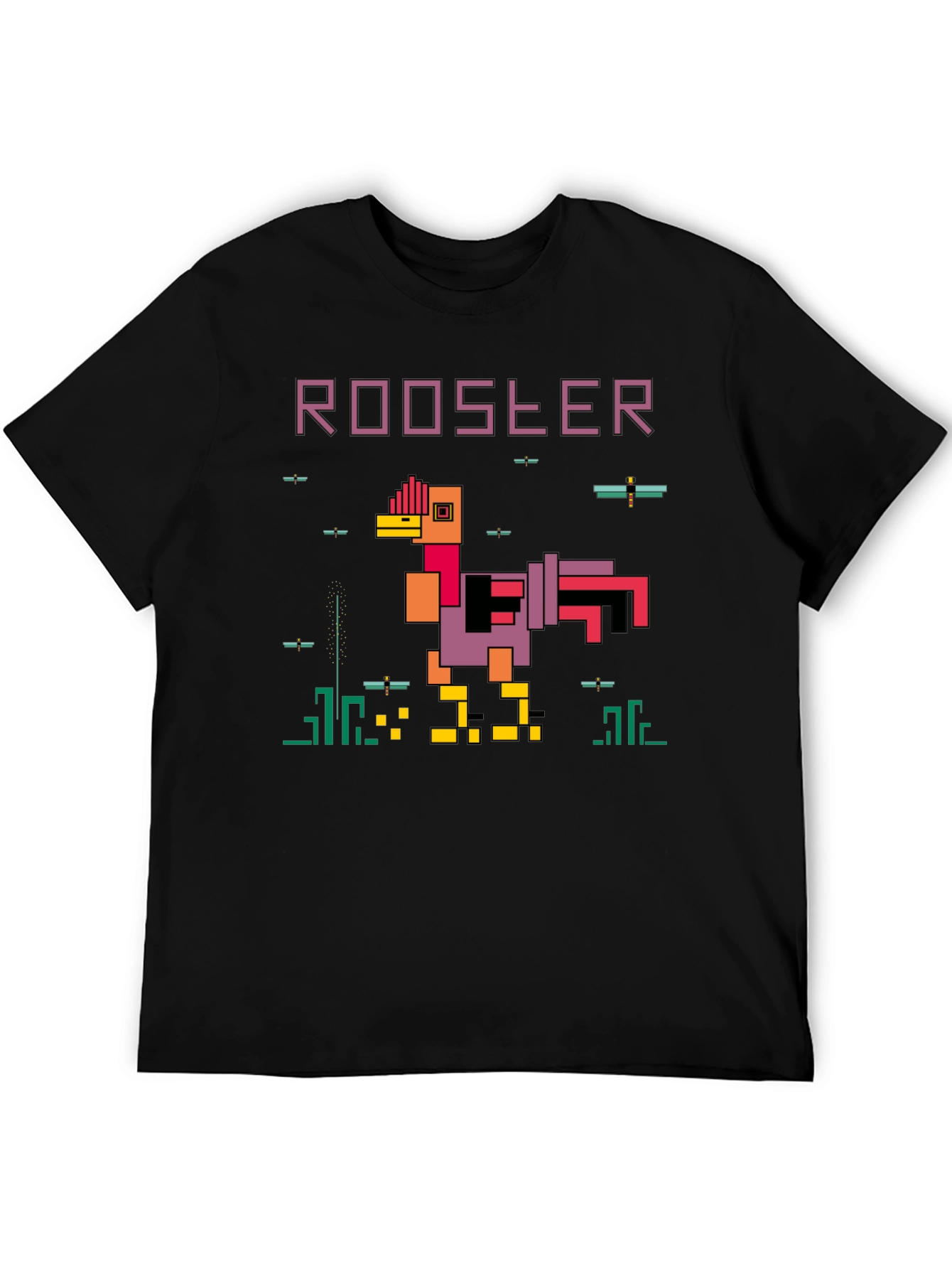 Retro 8-Bit Rooster Graphic T-Shirt