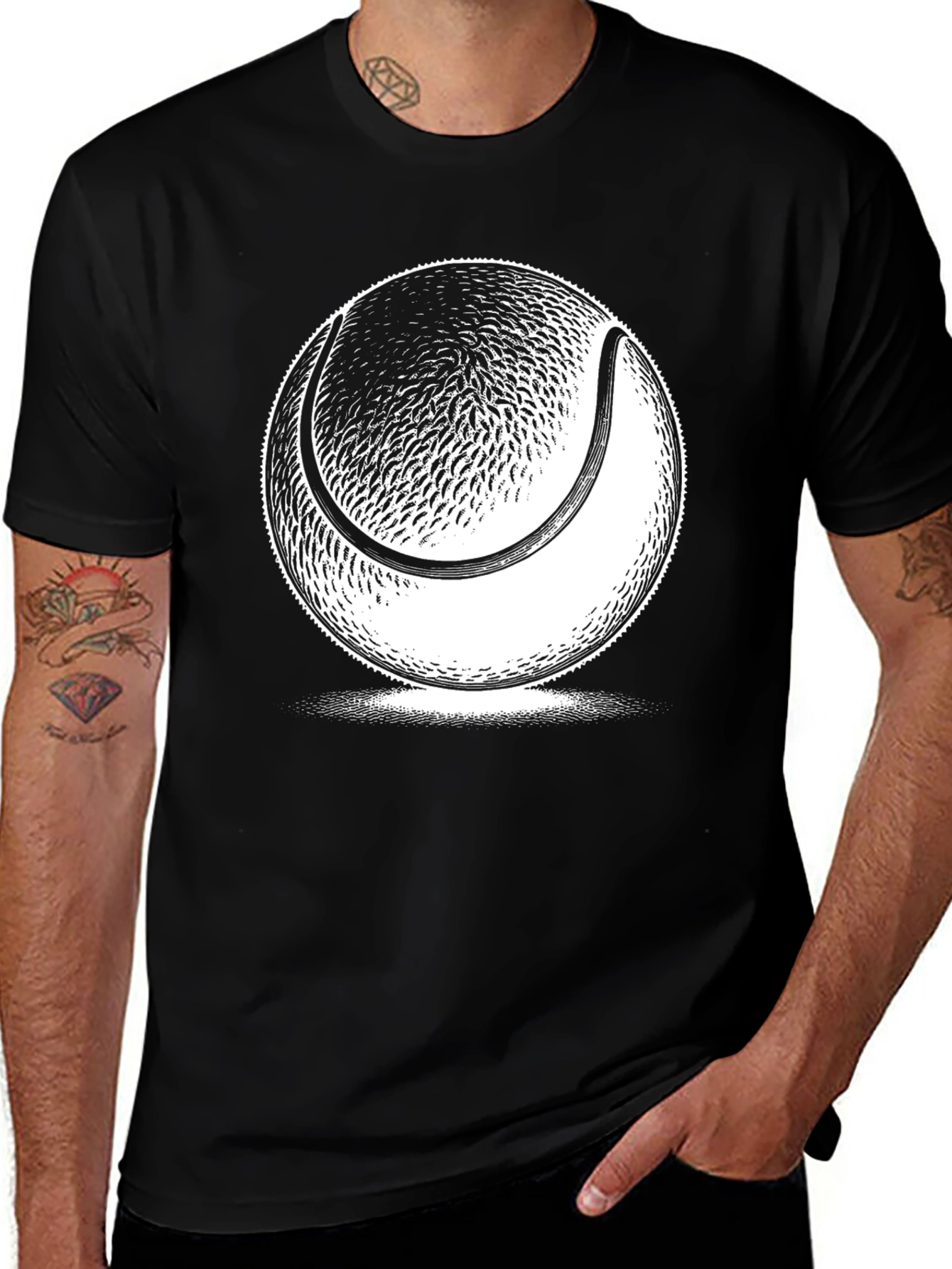 Tennis Ball Graphic Black T-Shirt