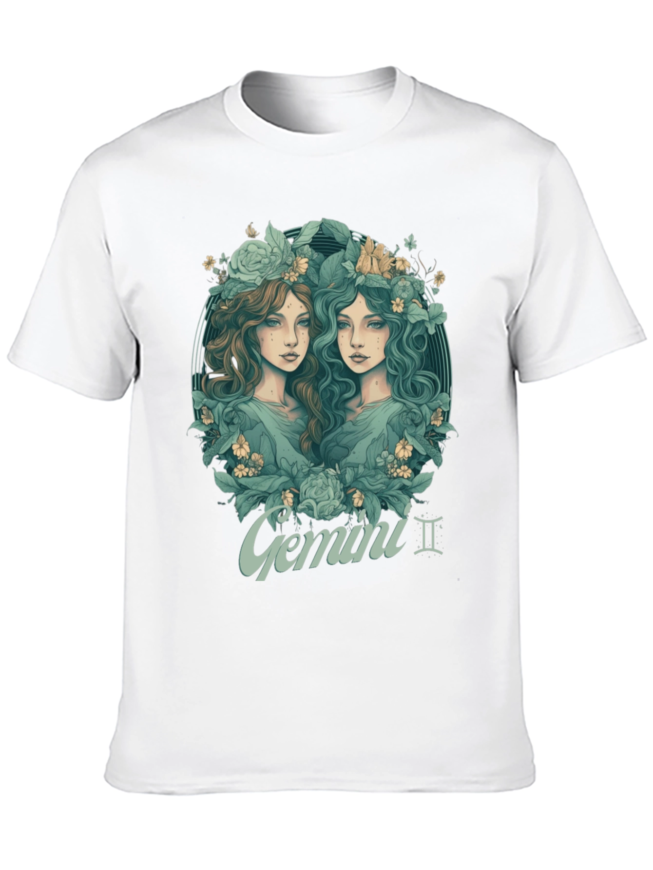 Gemini Zodiac T-Shirt - Unique Floral Design