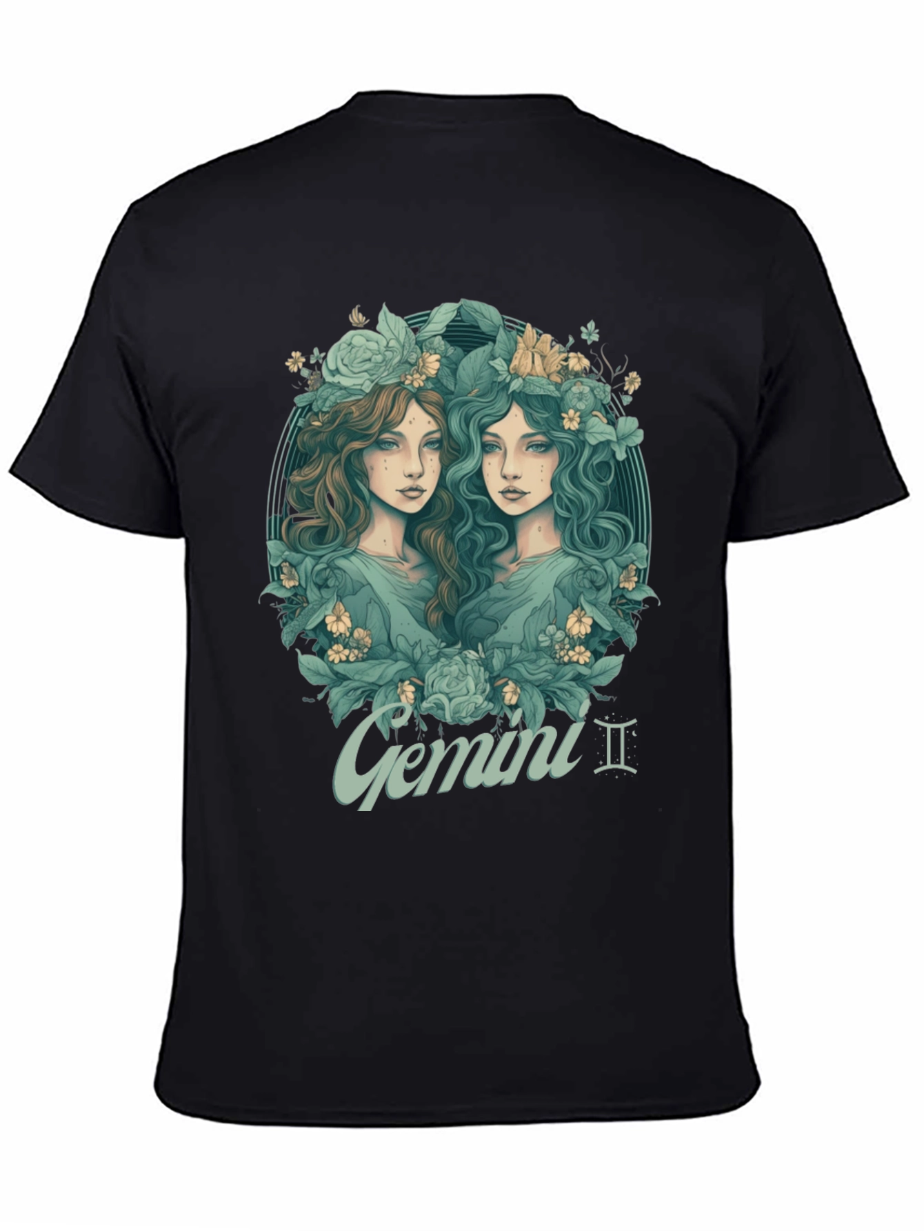 Gemini Zodiac T-Shirt - Unique Floral Design