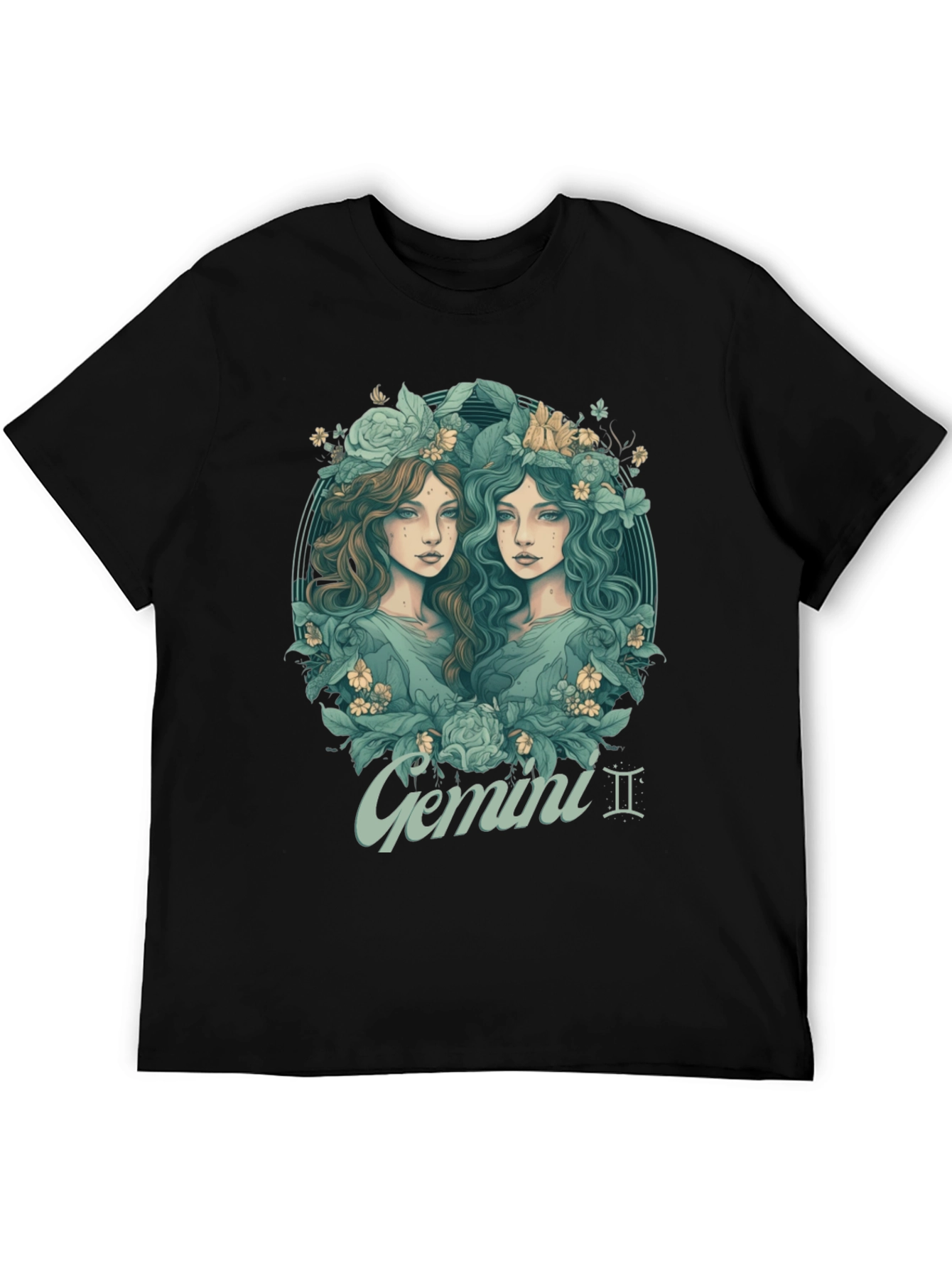 Gemini Zodiac T-Shirt - Unique Floral Design