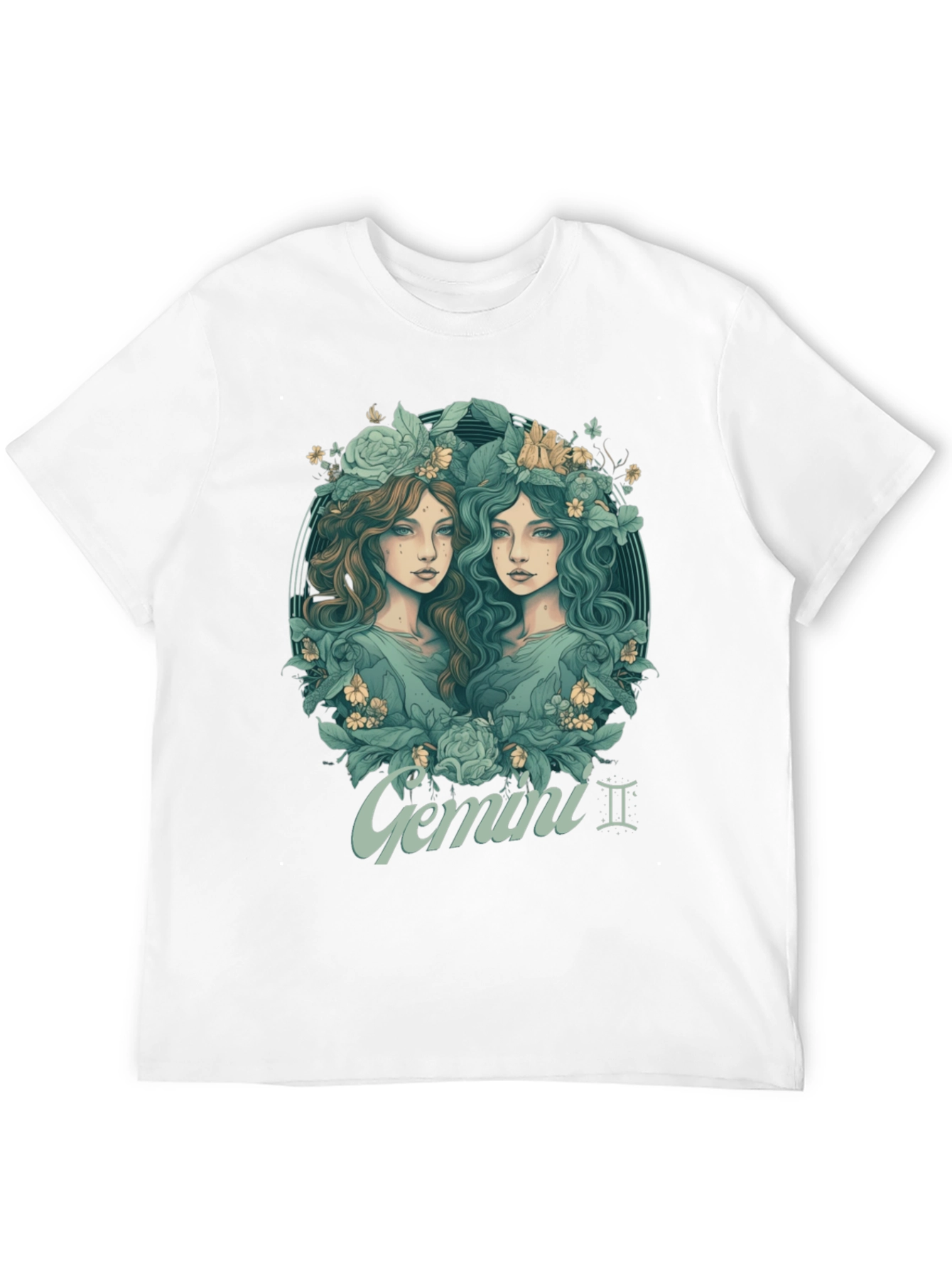 Gemini Zodiac T-Shirt - Unique Floral Design