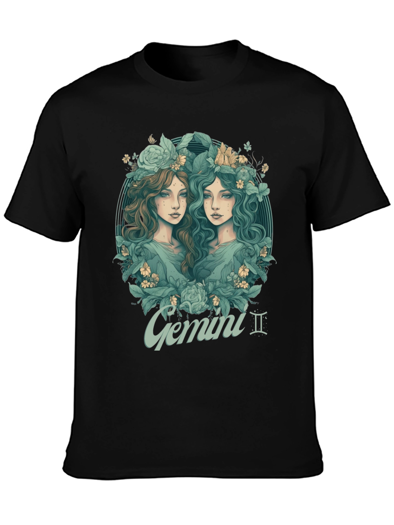 Gemini Zodiac T-Shirt - Unique Floral Design