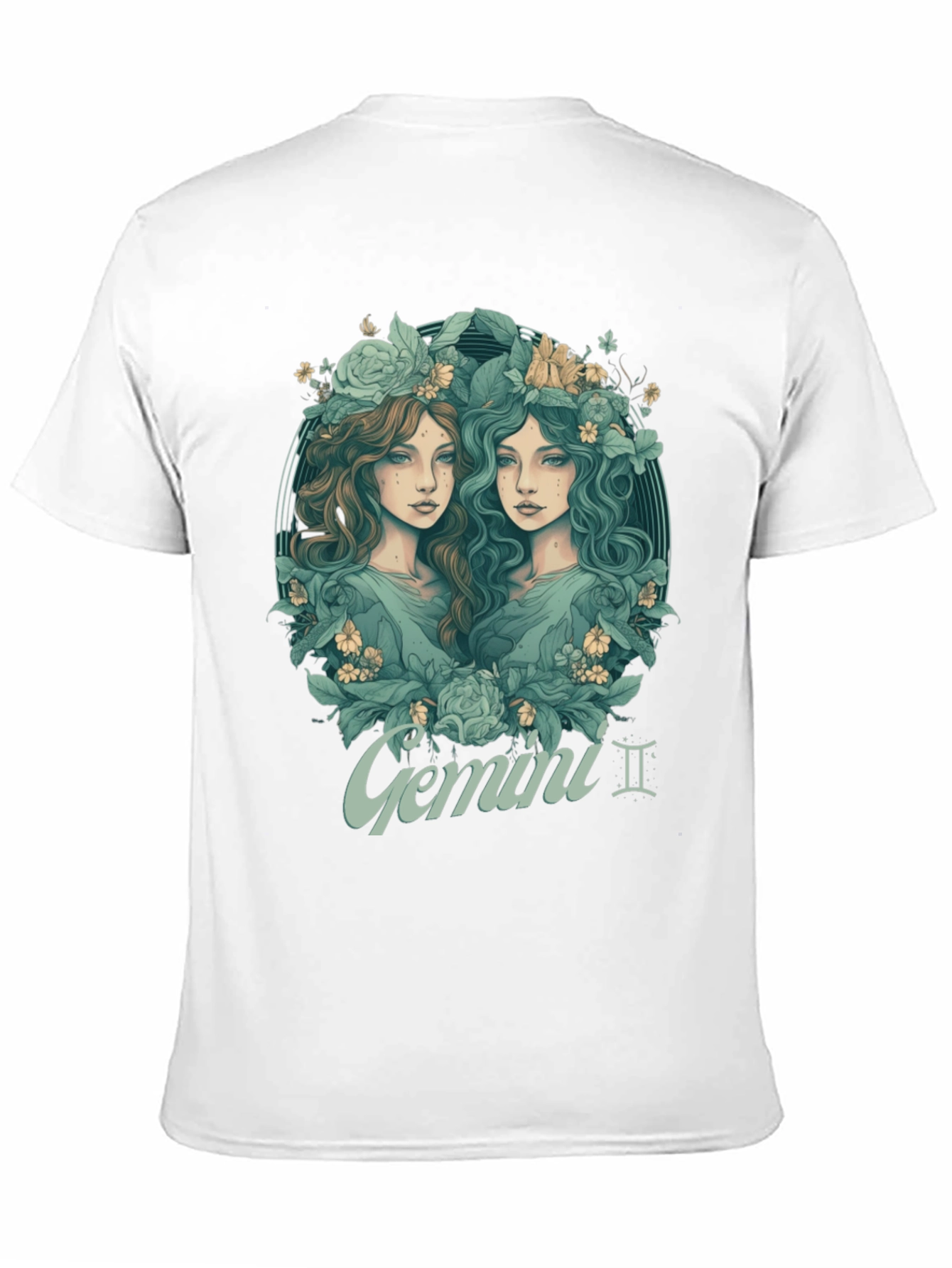 Gemini Zodiac T-Shirt - Unique Floral Design