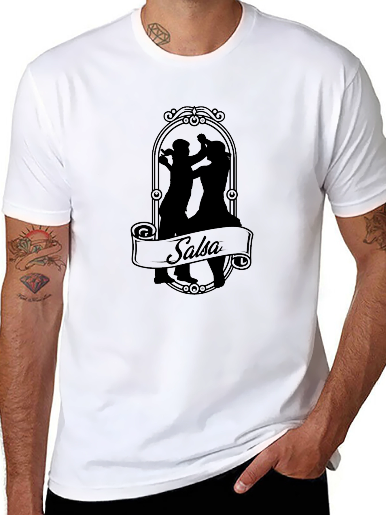 Salsa Dance Silhouette T-Shirt - Black