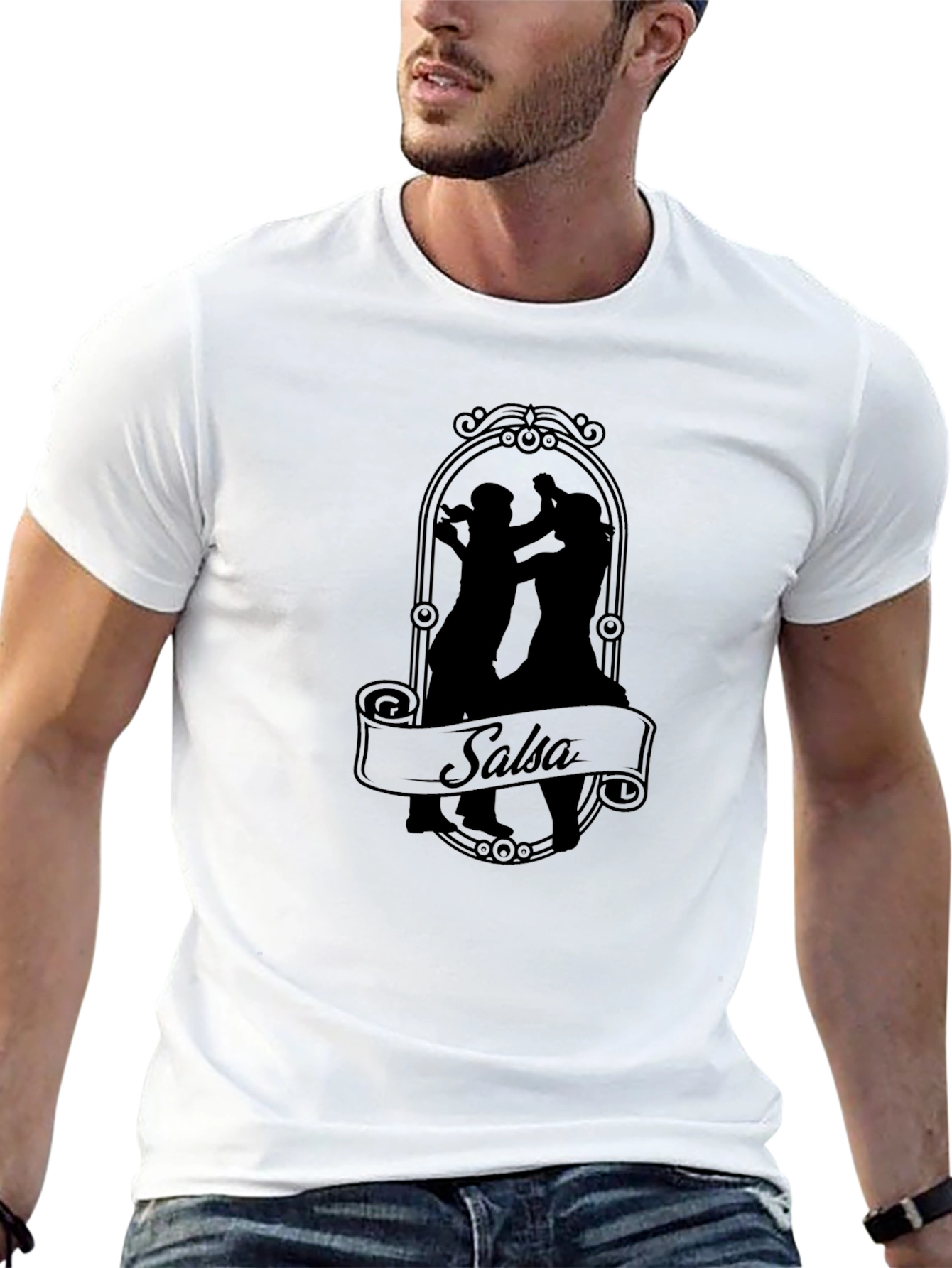 Salsa Dance Silhouette T-Shirt - Black