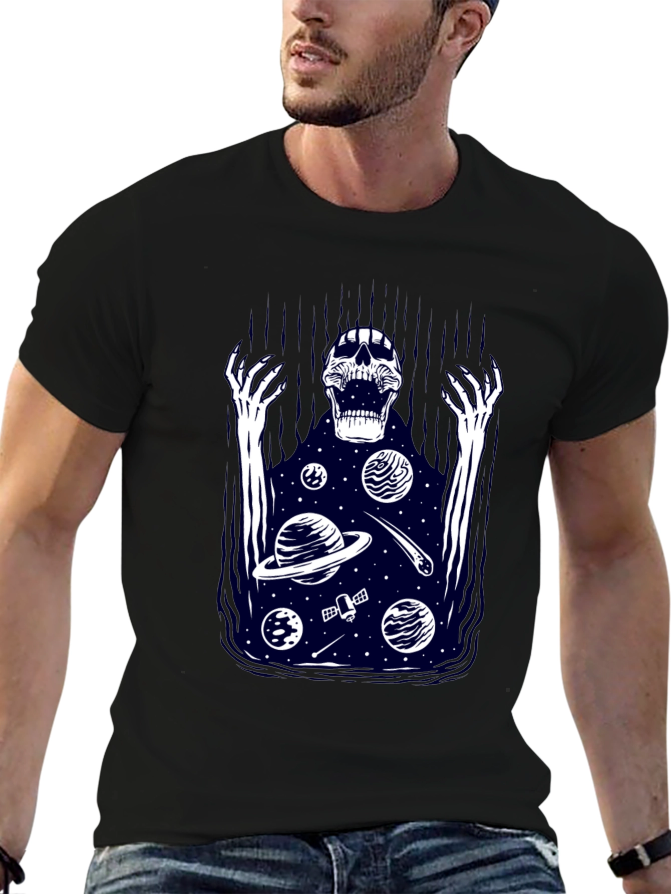 Cosmic Skeleton Graphic T-Shirt