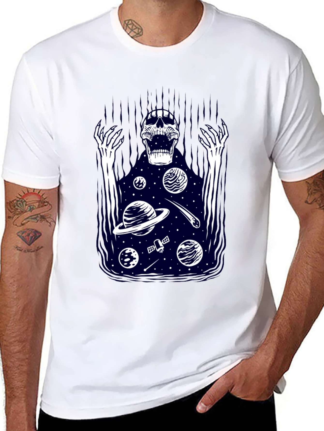 Cosmic Skeleton Graphic T-Shirt