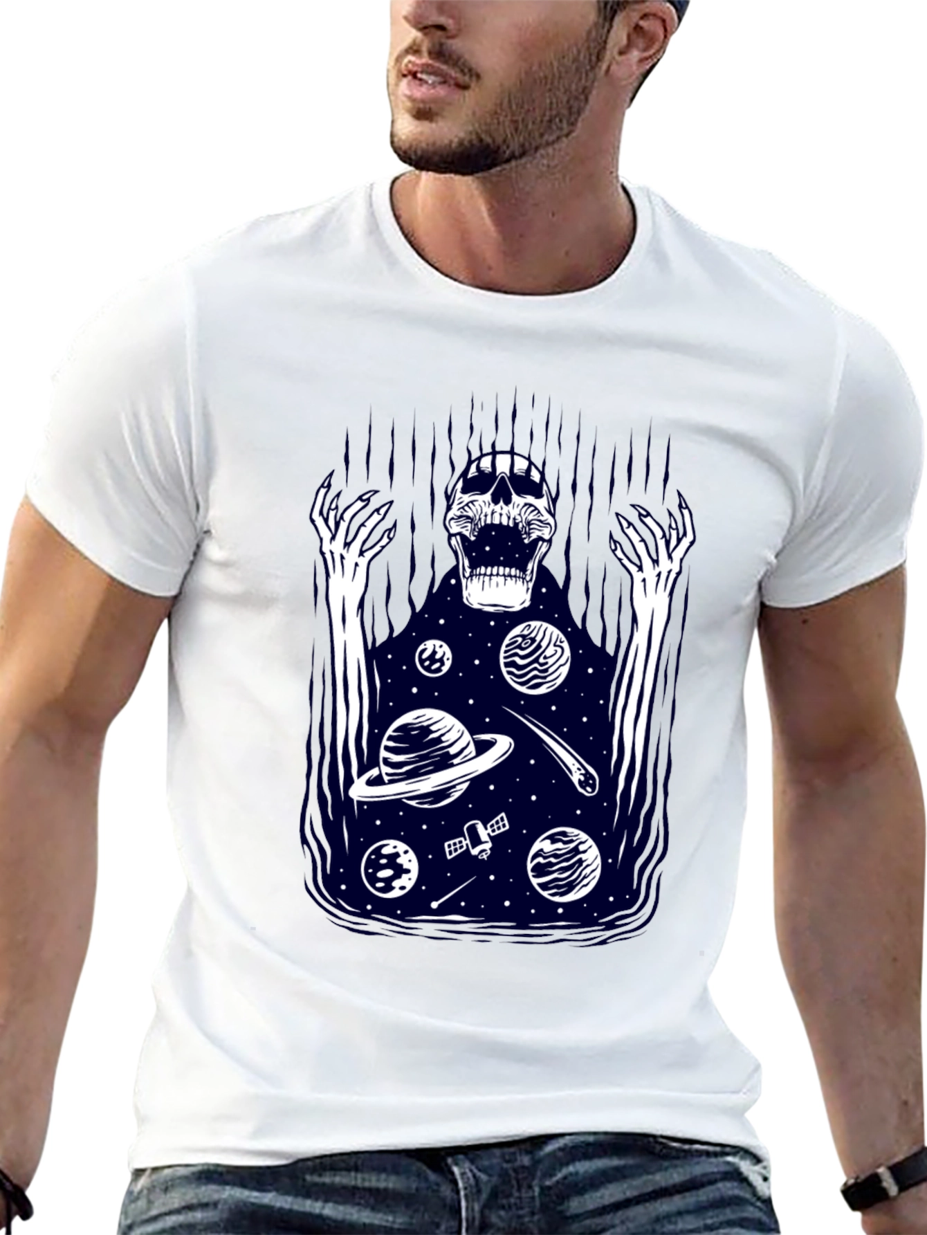 Cosmic Skeleton Graphic T-Shirt