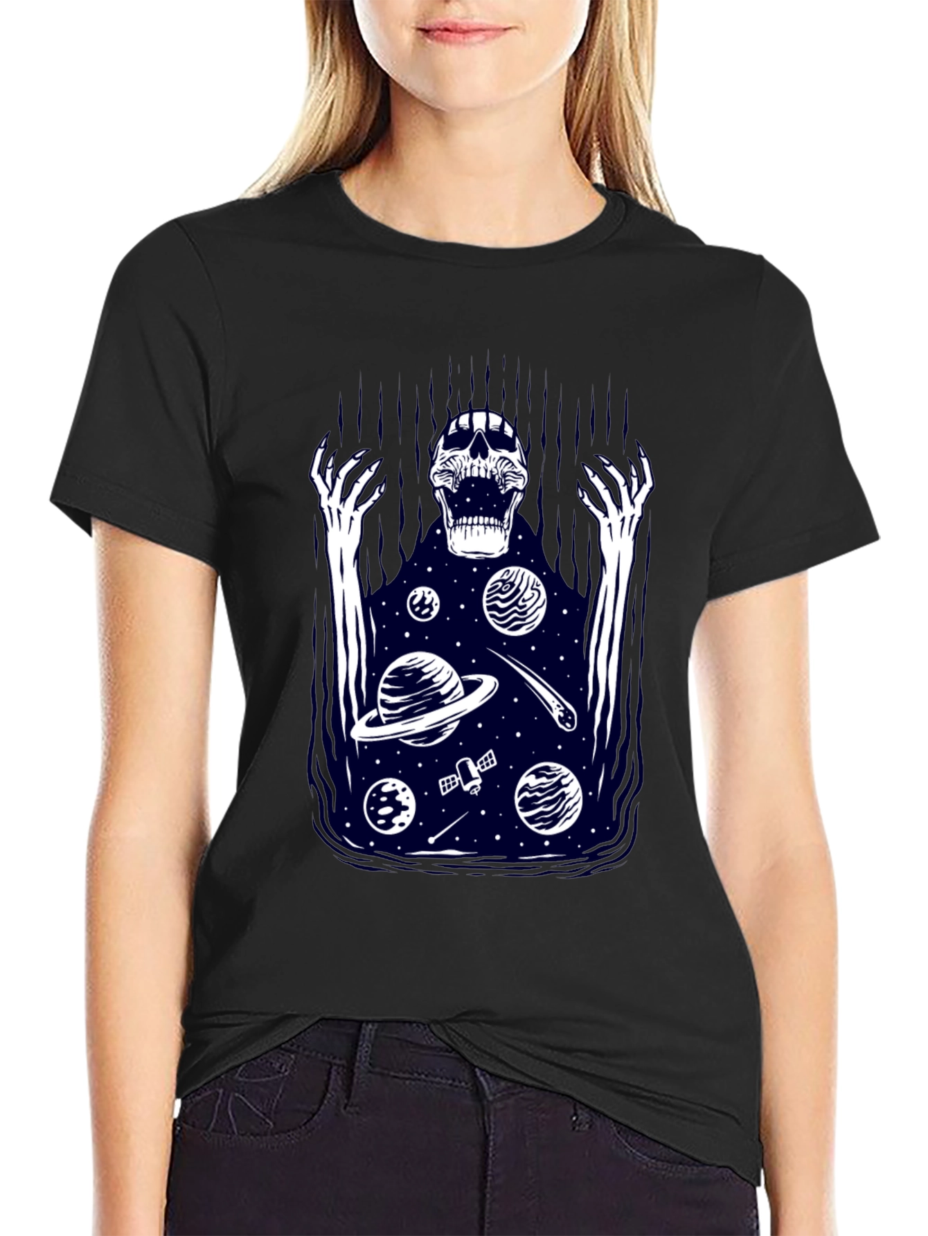 Cosmic Skeleton Graphic T-Shirt