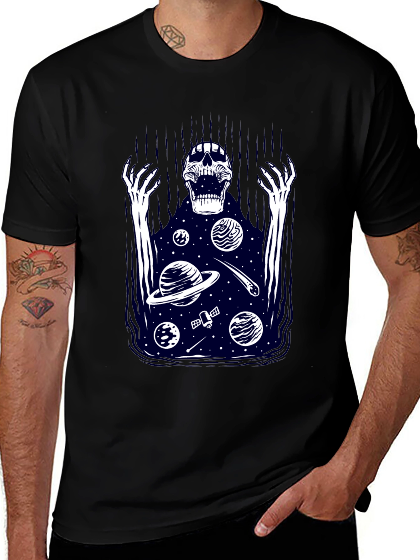 Cosmic Skeleton Graphic T-Shirt