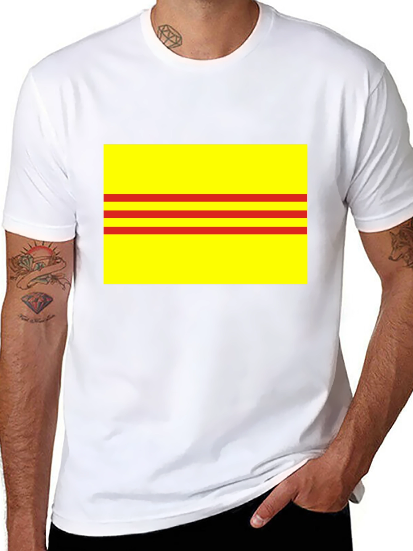 Yellow and Red Striped T-Shirt