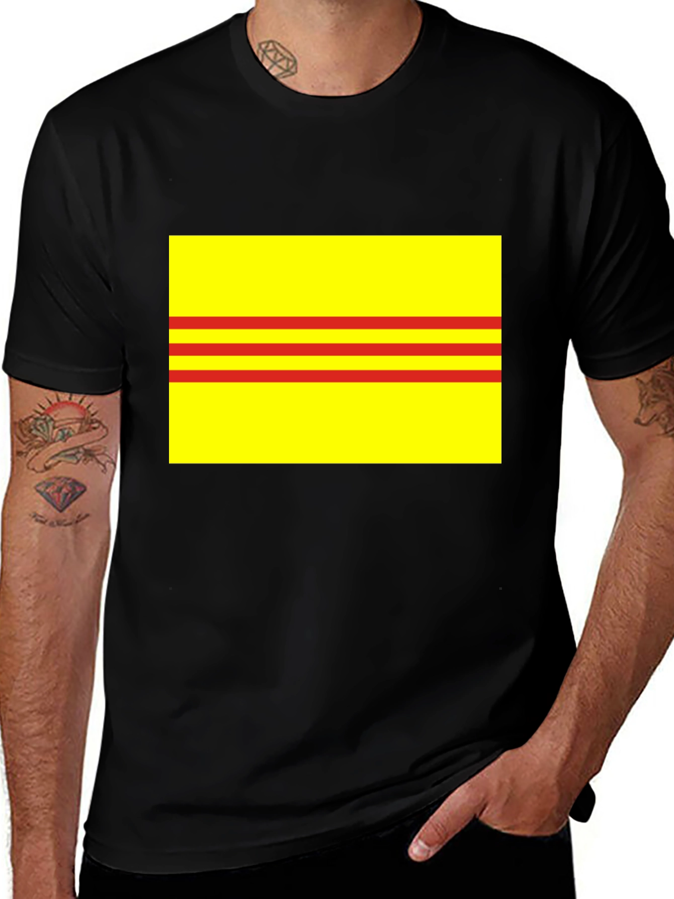 Yellow and Red Striped T-Shirt