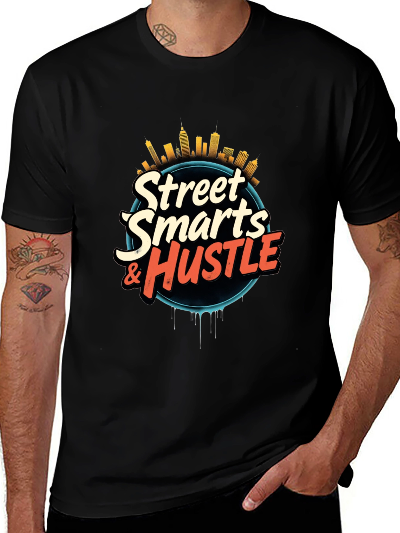 Street Smarts & Hustle Black Graphic Tee