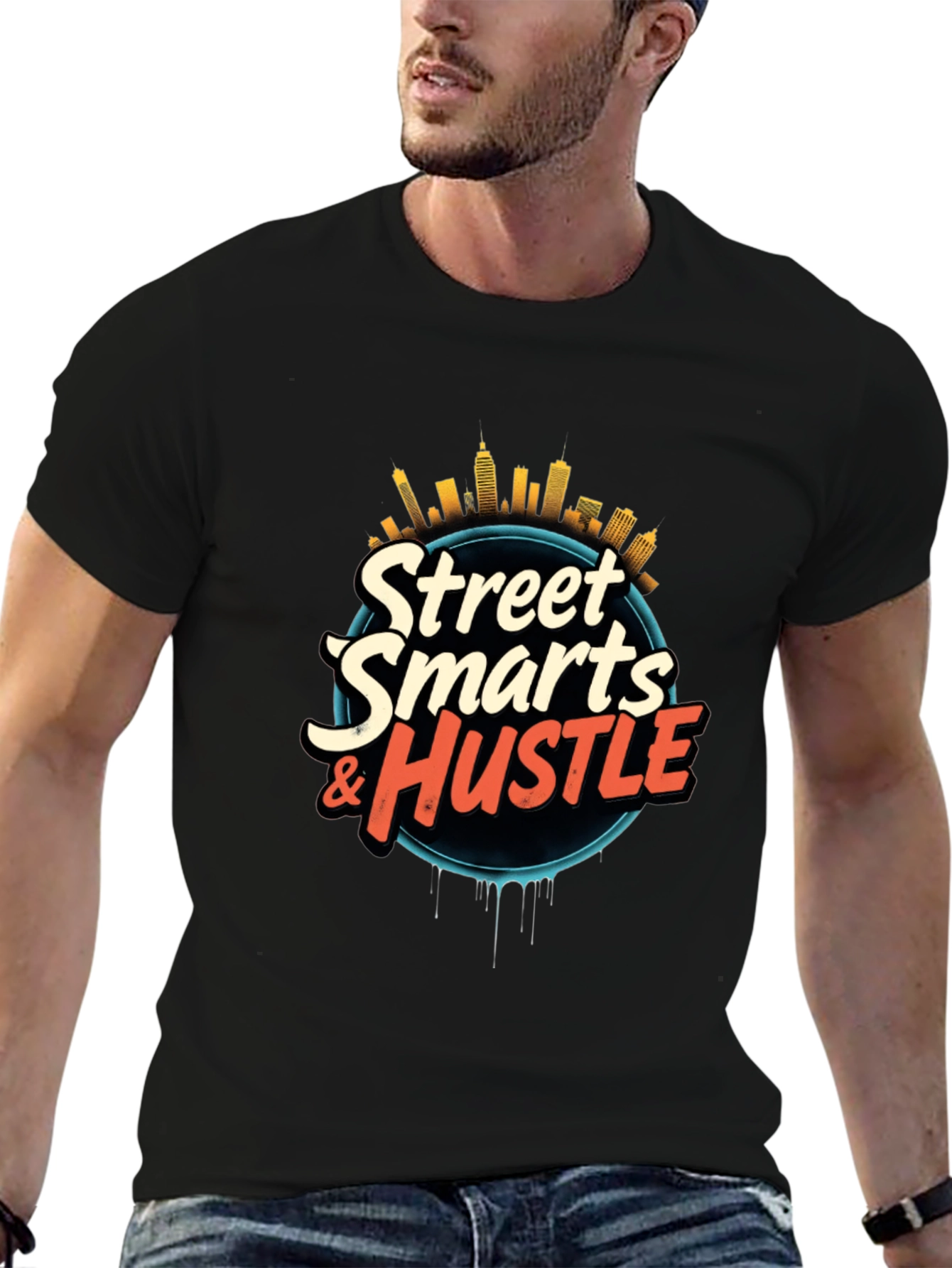 Street Smarts & Hustle Black Graphic Tee