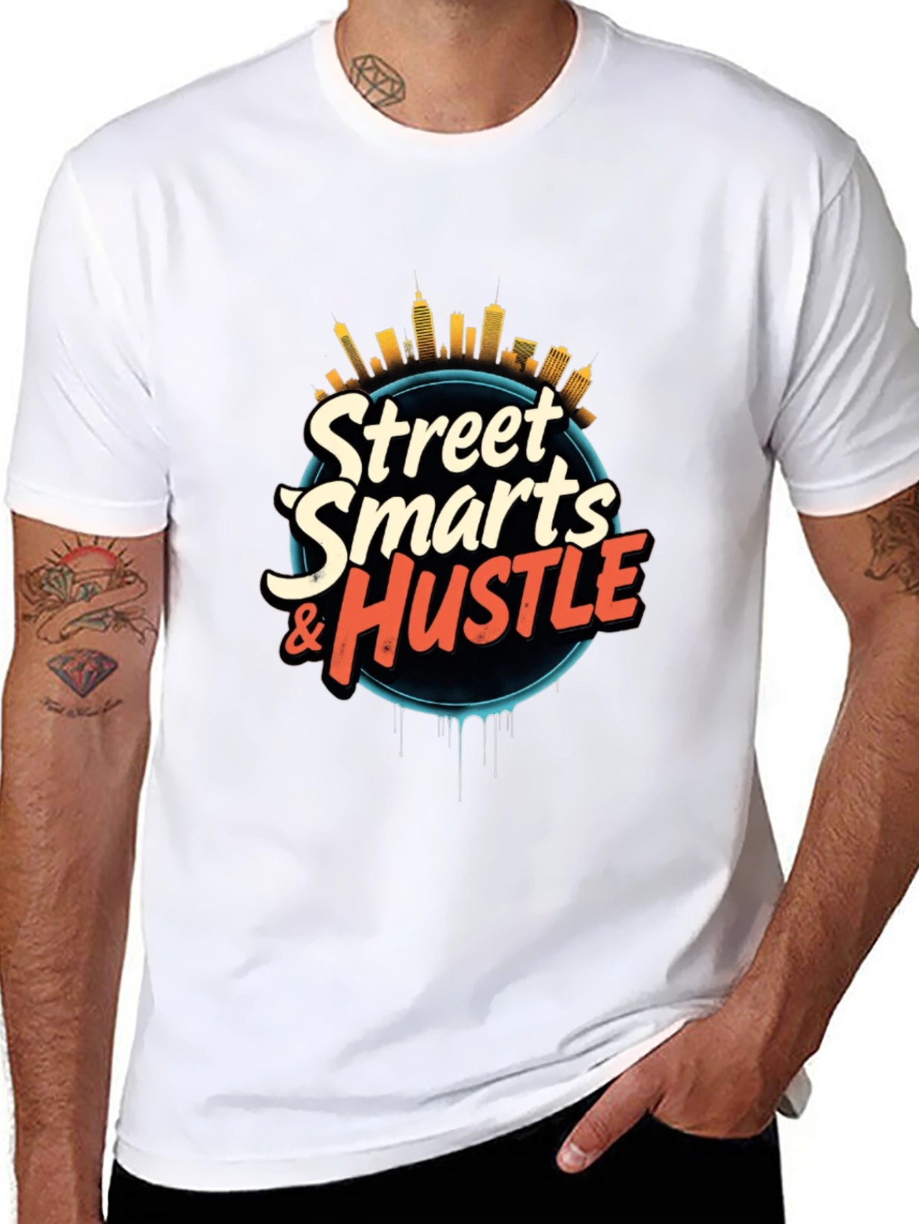 Street Smarts & Hustle Black Graphic Tee