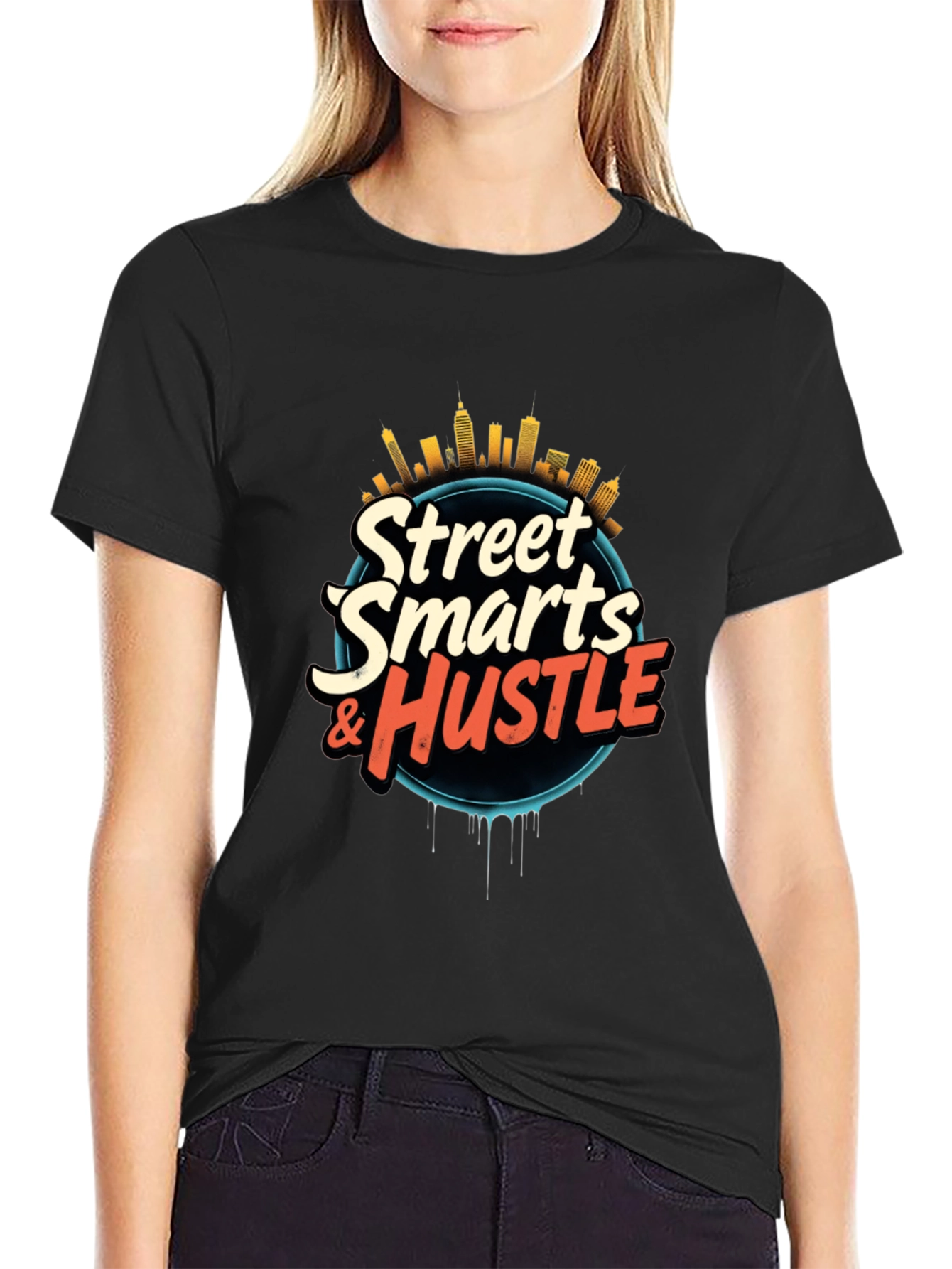 Street Smarts & Hustle Black Graphic Tee
