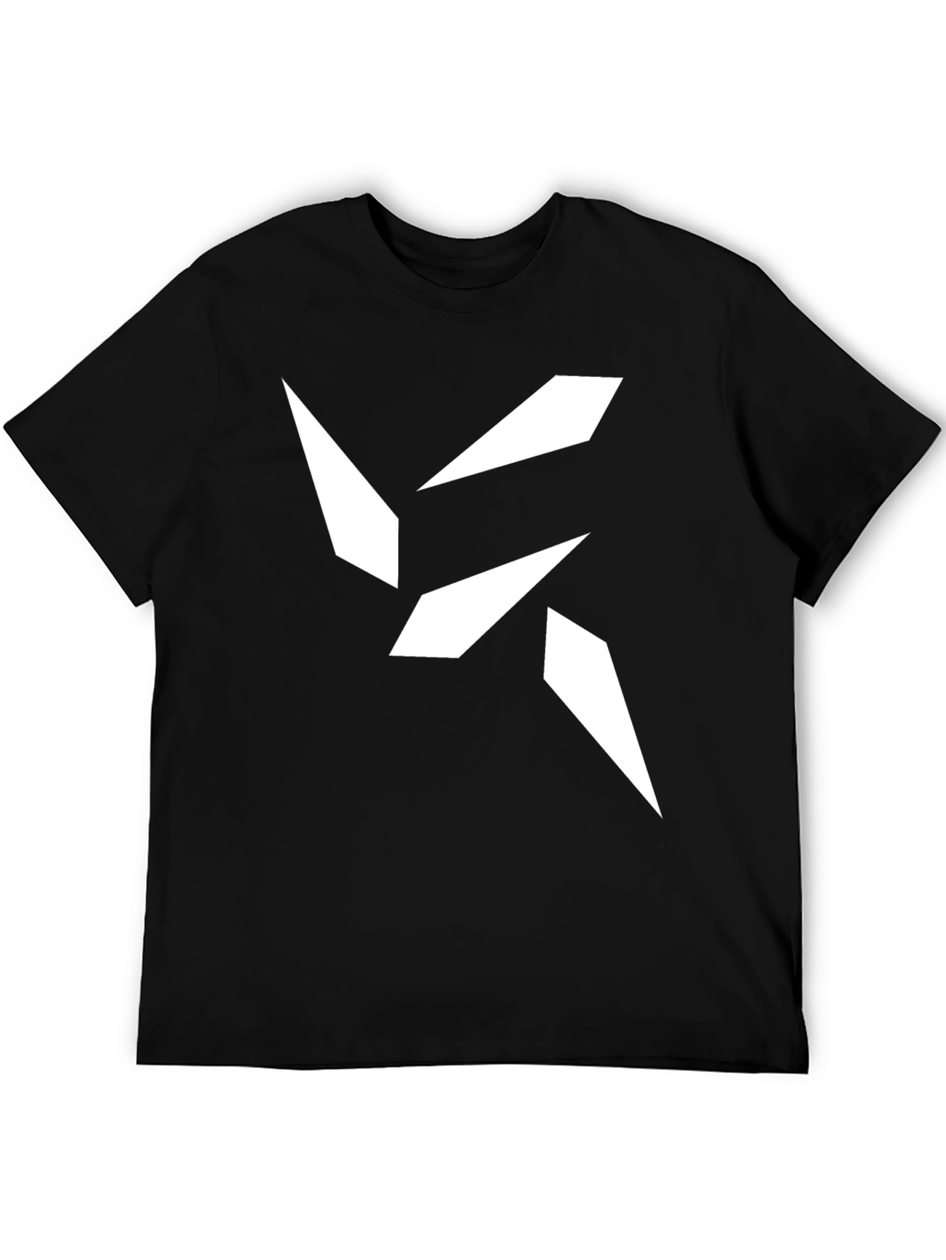 Modern Graphic Tee - Abstract White Design on Black