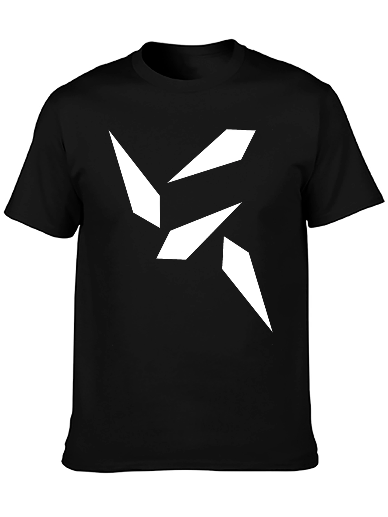 Modern Graphic Tee - Abstract White Design on Black