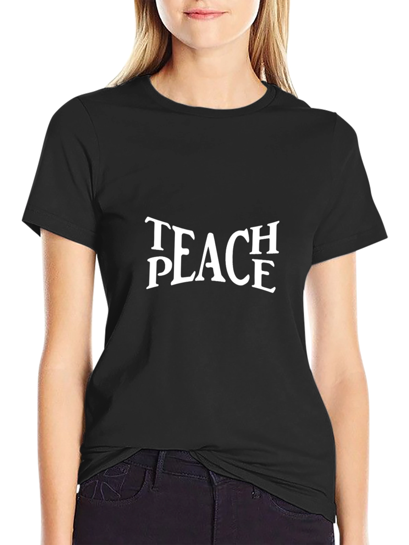 Teach Peace Black Graphic T-Shirt