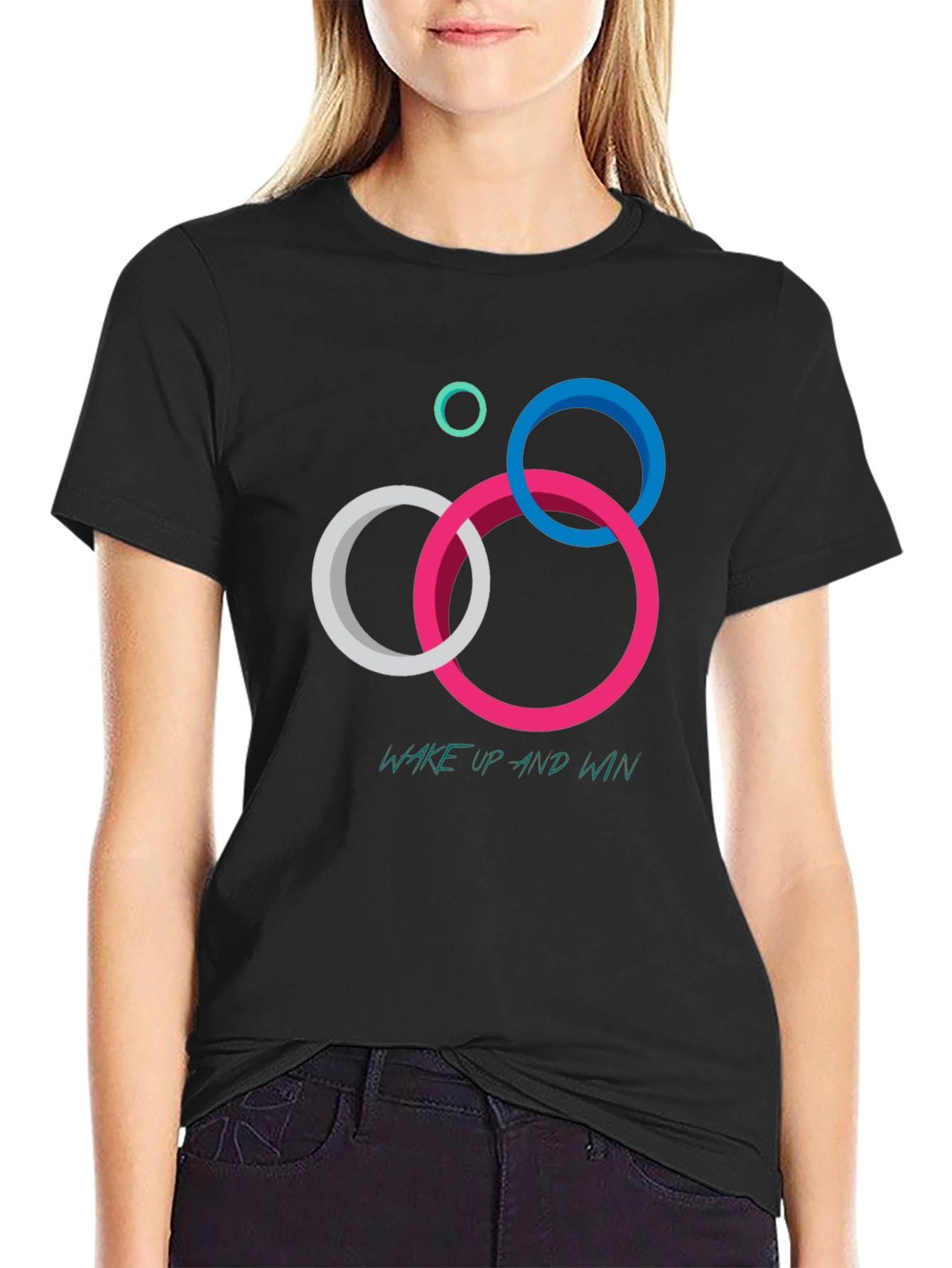Geometric Circle Graphic T-Shirt: Wake Up and Win