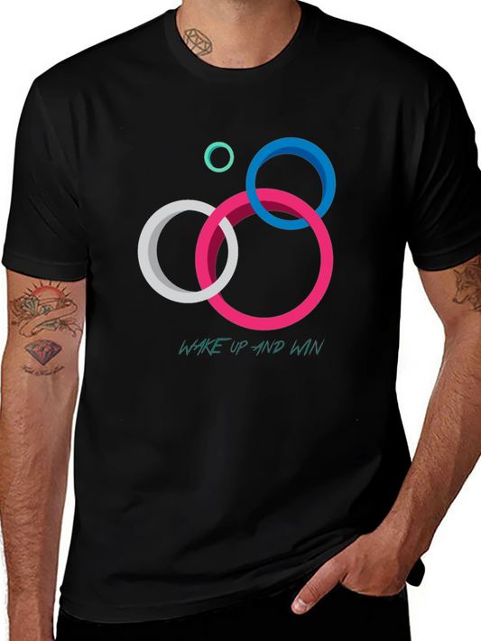 Geometric Circle Graphic T-Shirt: Wake Up and Win