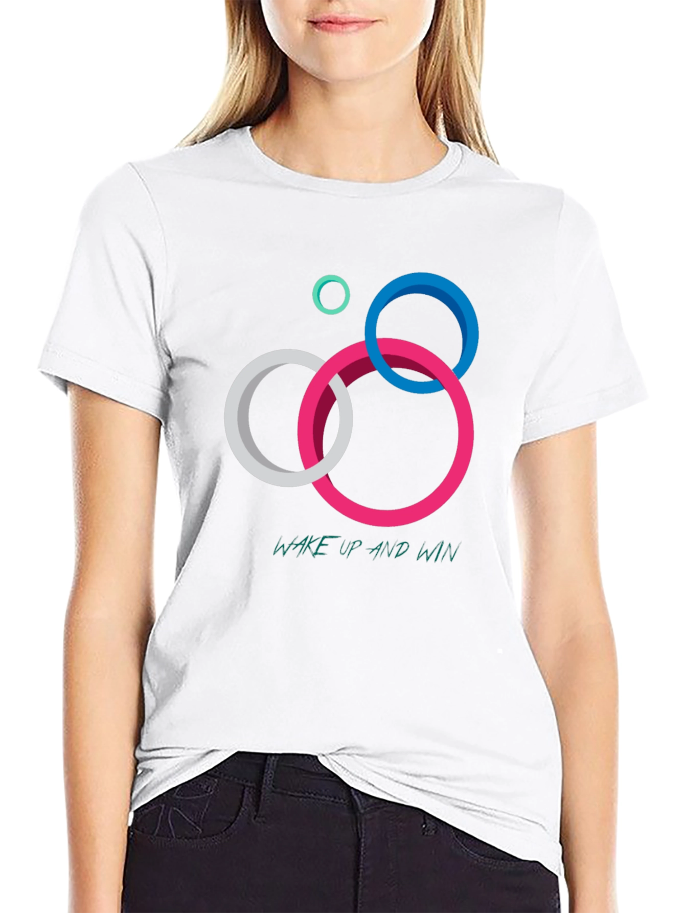 Geometric Circle Graphic T-Shirt: Wake Up and Win