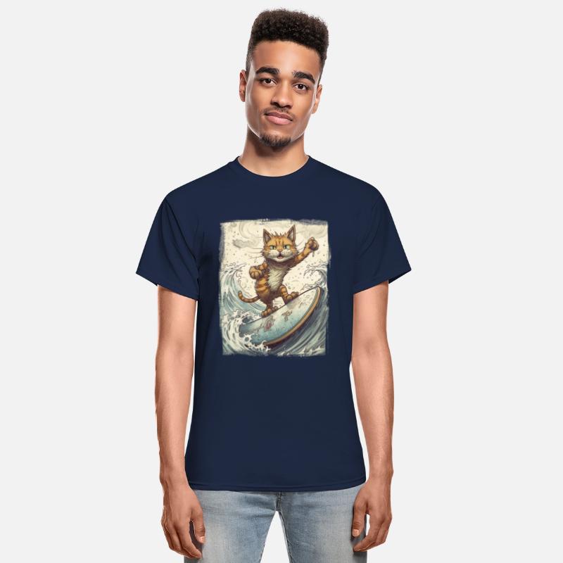 Fluffy Kitten Sporty Animal Wave Surfer Surfing