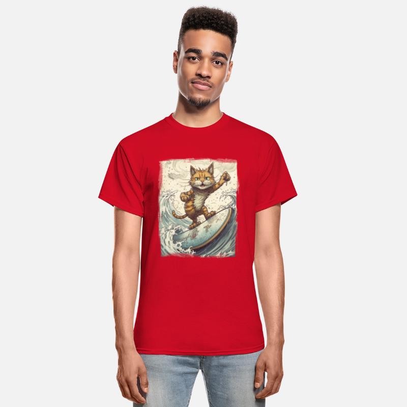 Fluffy Kitten Sporty Animal Wave Surfer Surfing