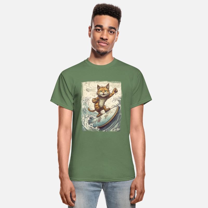 Fluffy Kitten Sporty Animal Wave Surfer Surfing