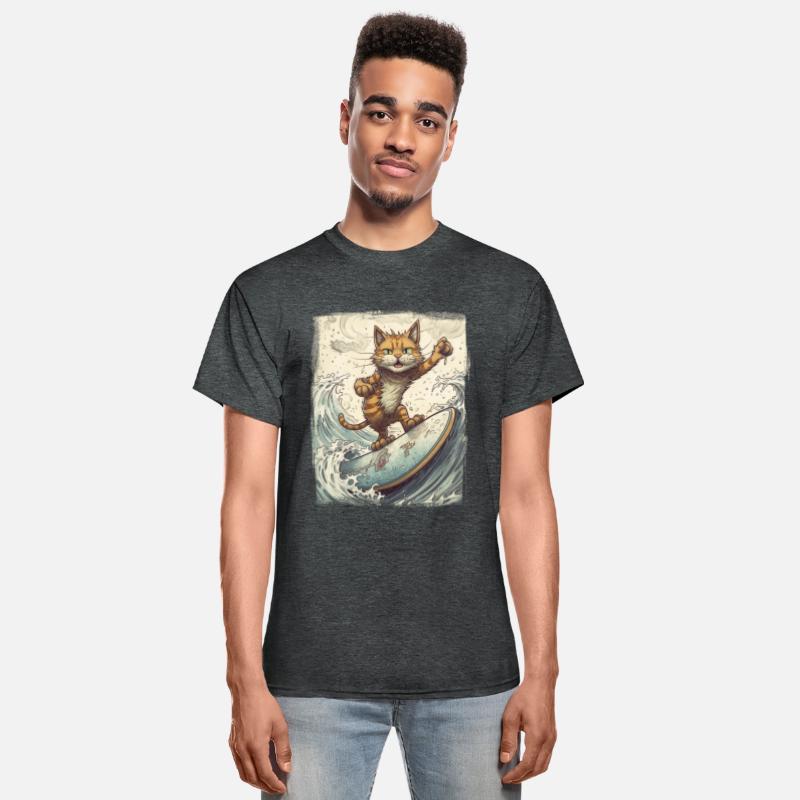 Fluffy Kitten Sporty Animal Wave Surfer Surfing