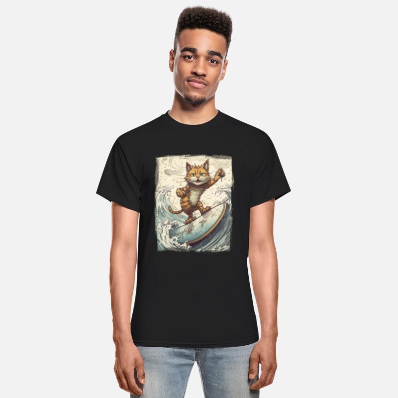 Fluffy Kitten Sporty Animal Wave Surfer Surfing