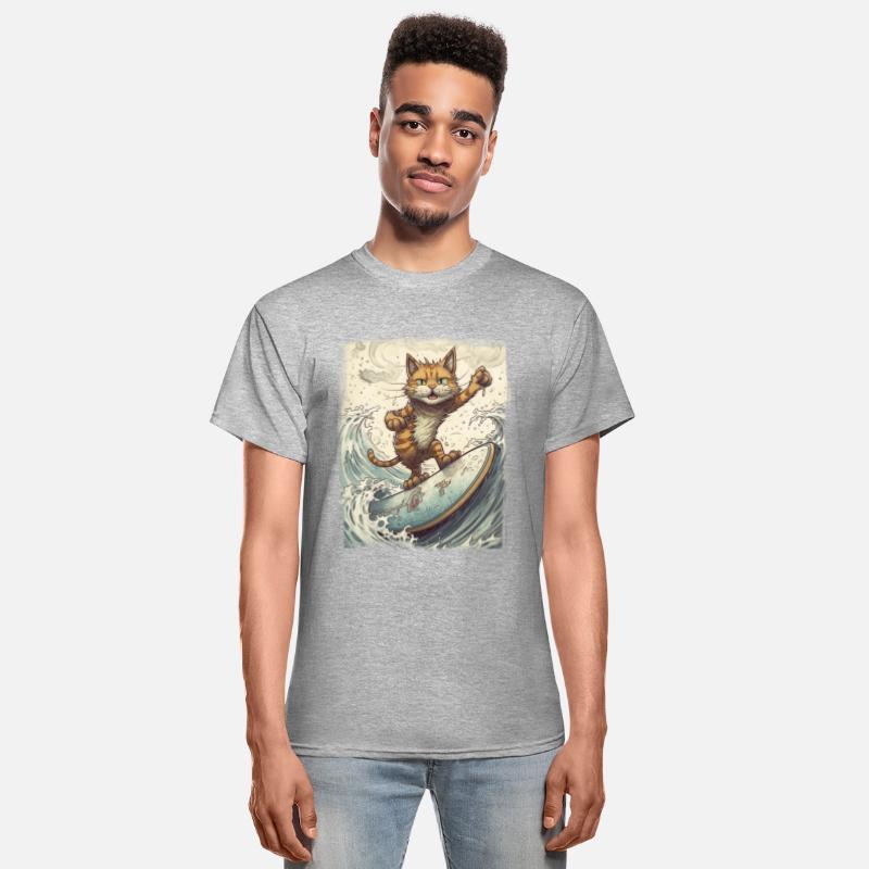 Fluffy Kitten Sporty Animal Wave Surfer Surfing