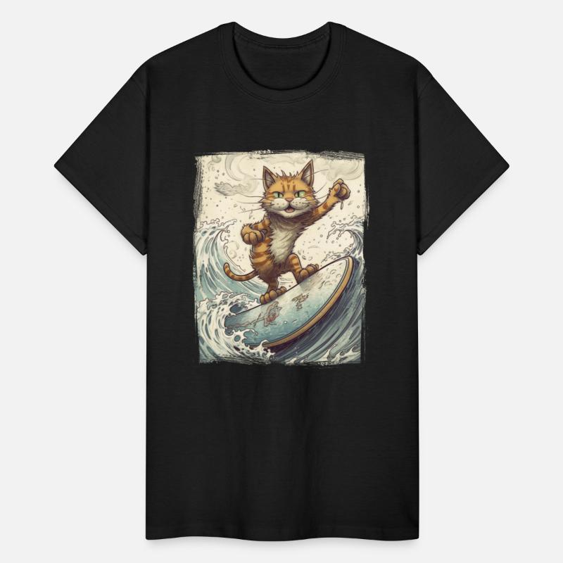 Fluffy Kitten Sporty Animal Wave Surfer Surfing