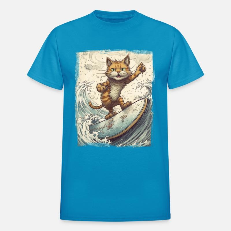 Fluffy Kitten Sporty Animal Wave Surfer Surfing