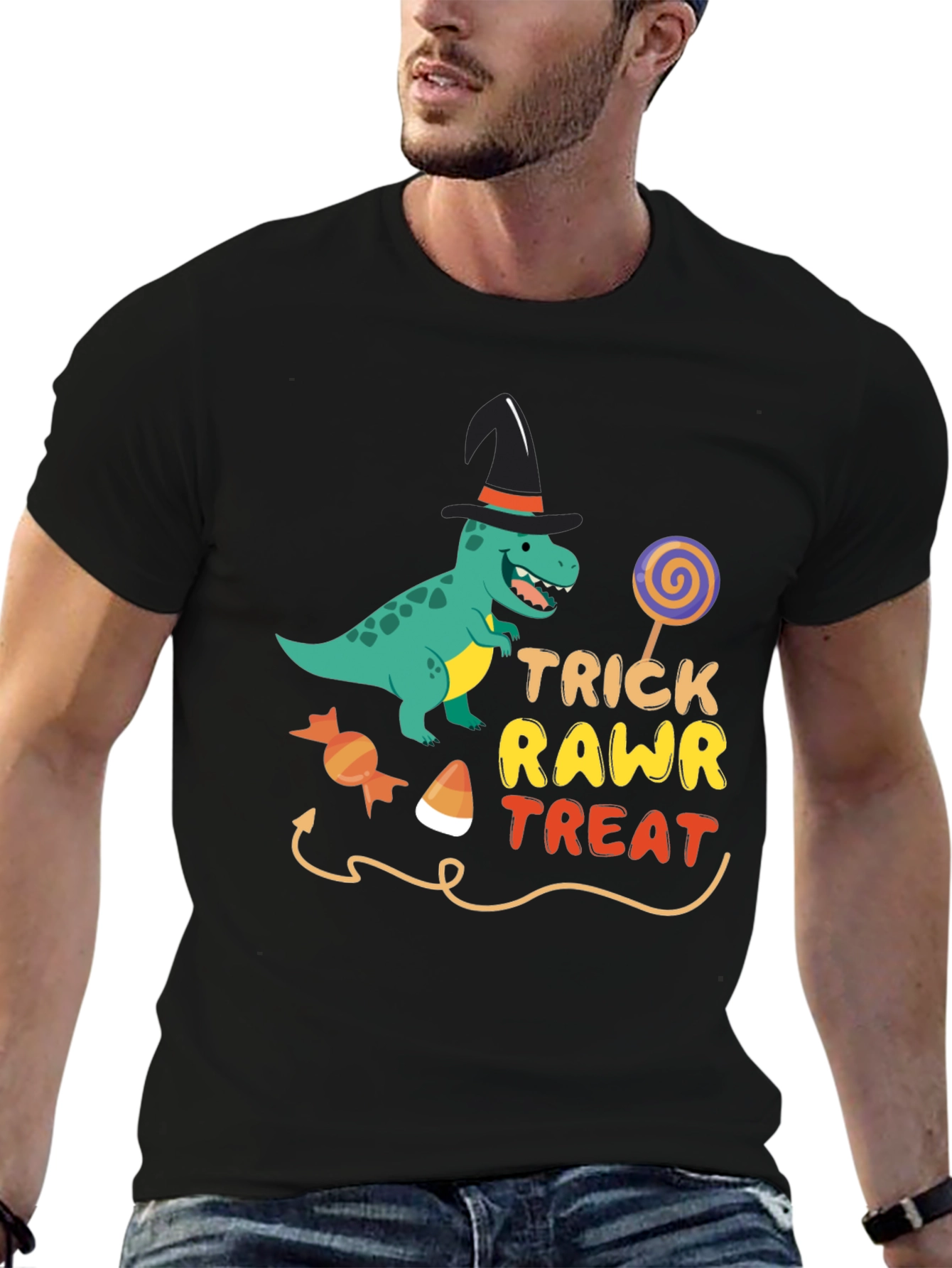 Trick Rawr Treat T-Shirt Dinosaur Halloween