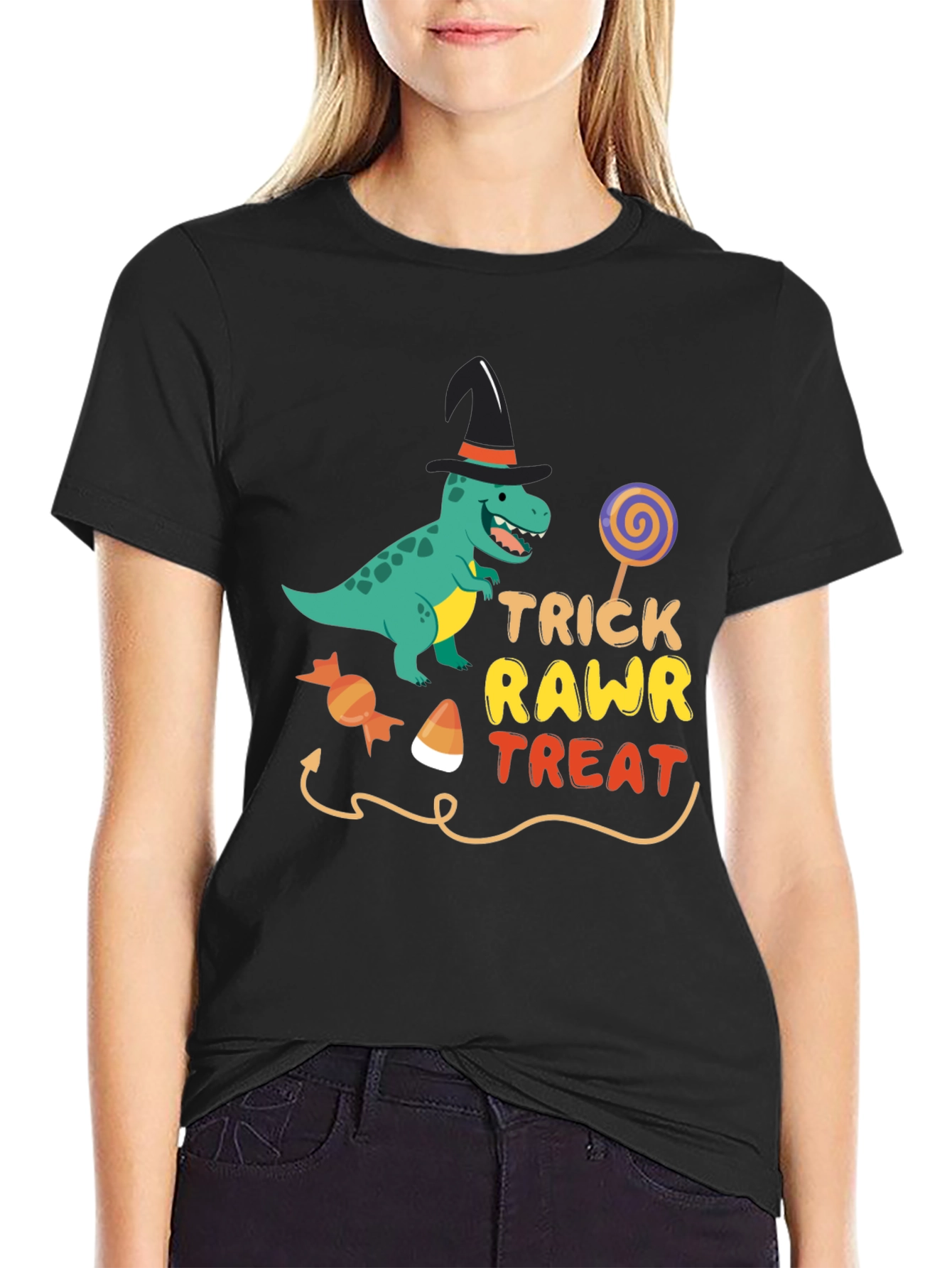 Trick Rawr Treat T-Shirt Dinosaur Halloween