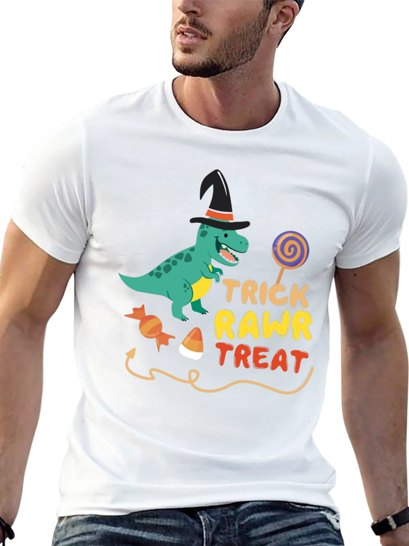 Trick Rawr Treat T-Shirt Dinosaur Halloween