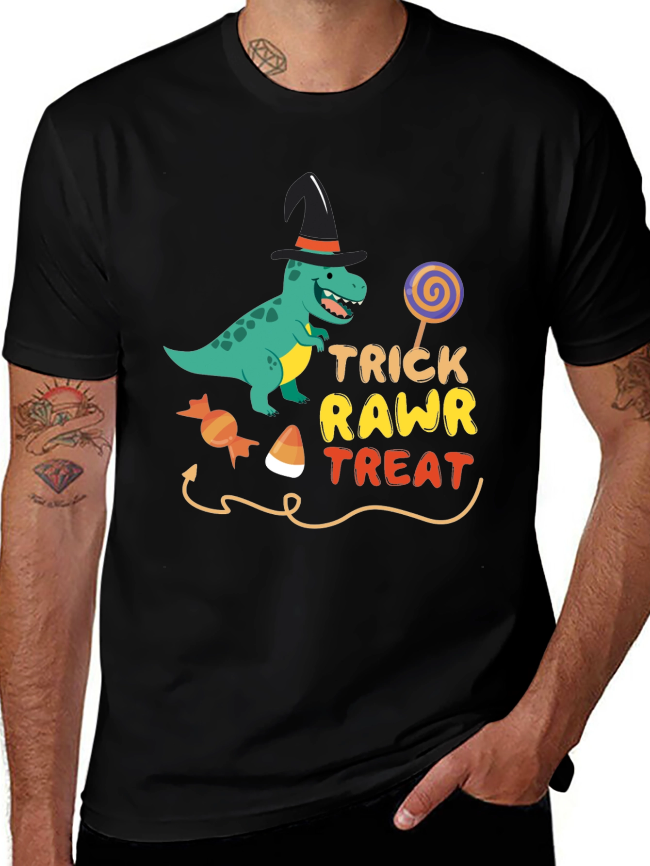 Trick Rawr Treat T-Shirt Dinosaur Halloween