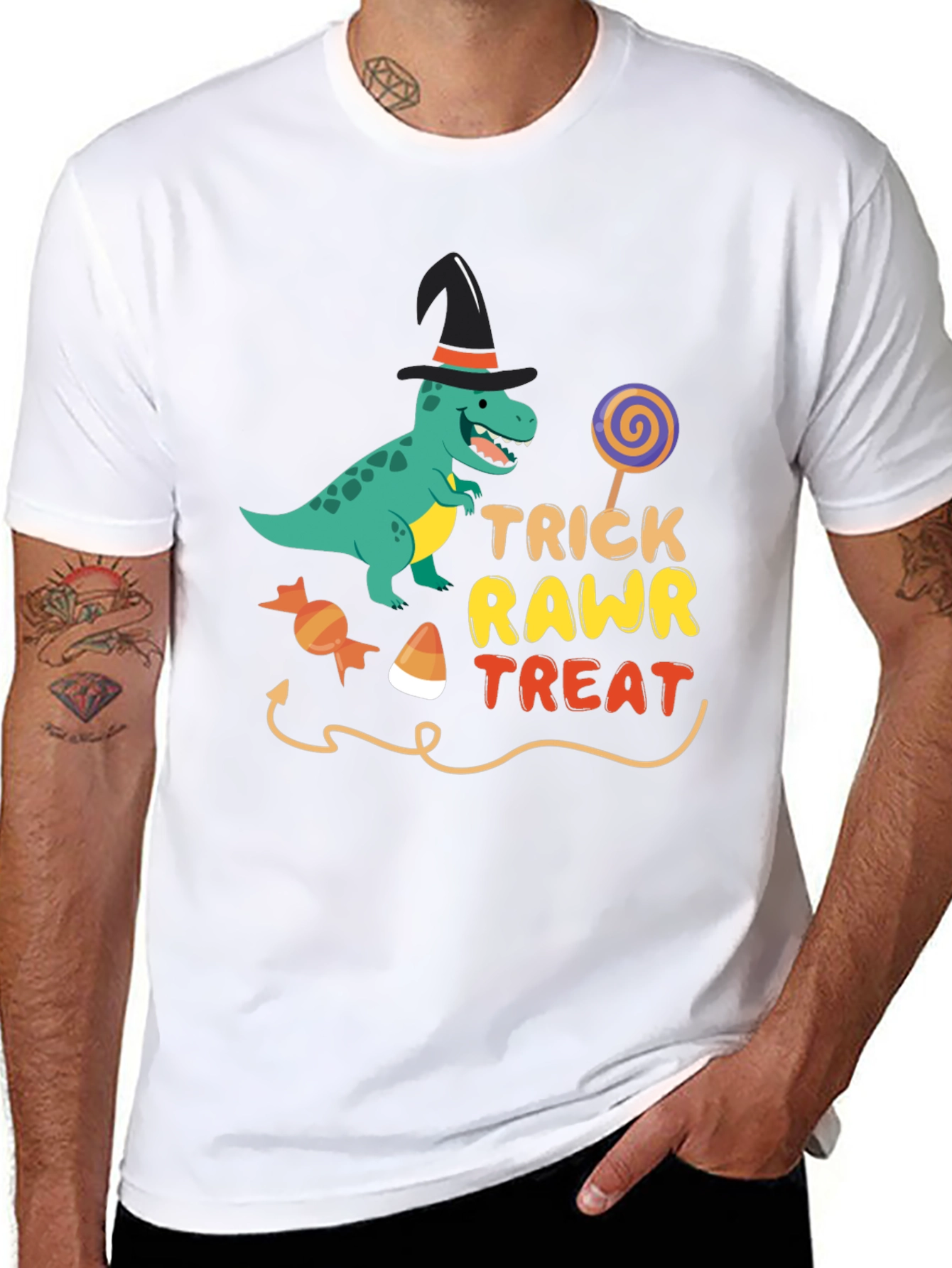 Trick Rawr Treat T-Shirt Dinosaur Halloween