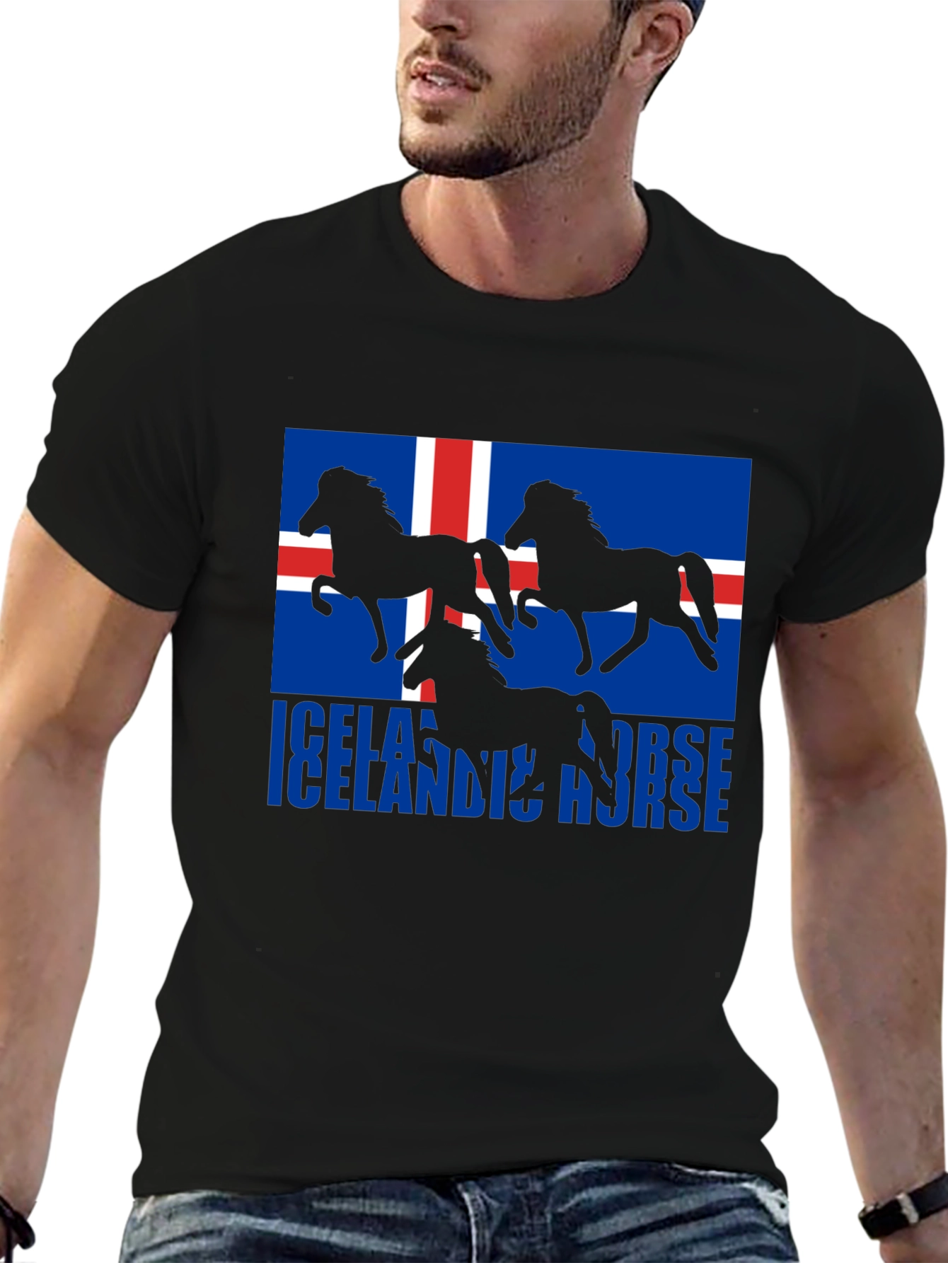 Icelandic Horse T-Shirt - Unique Icelandic Flag Design
