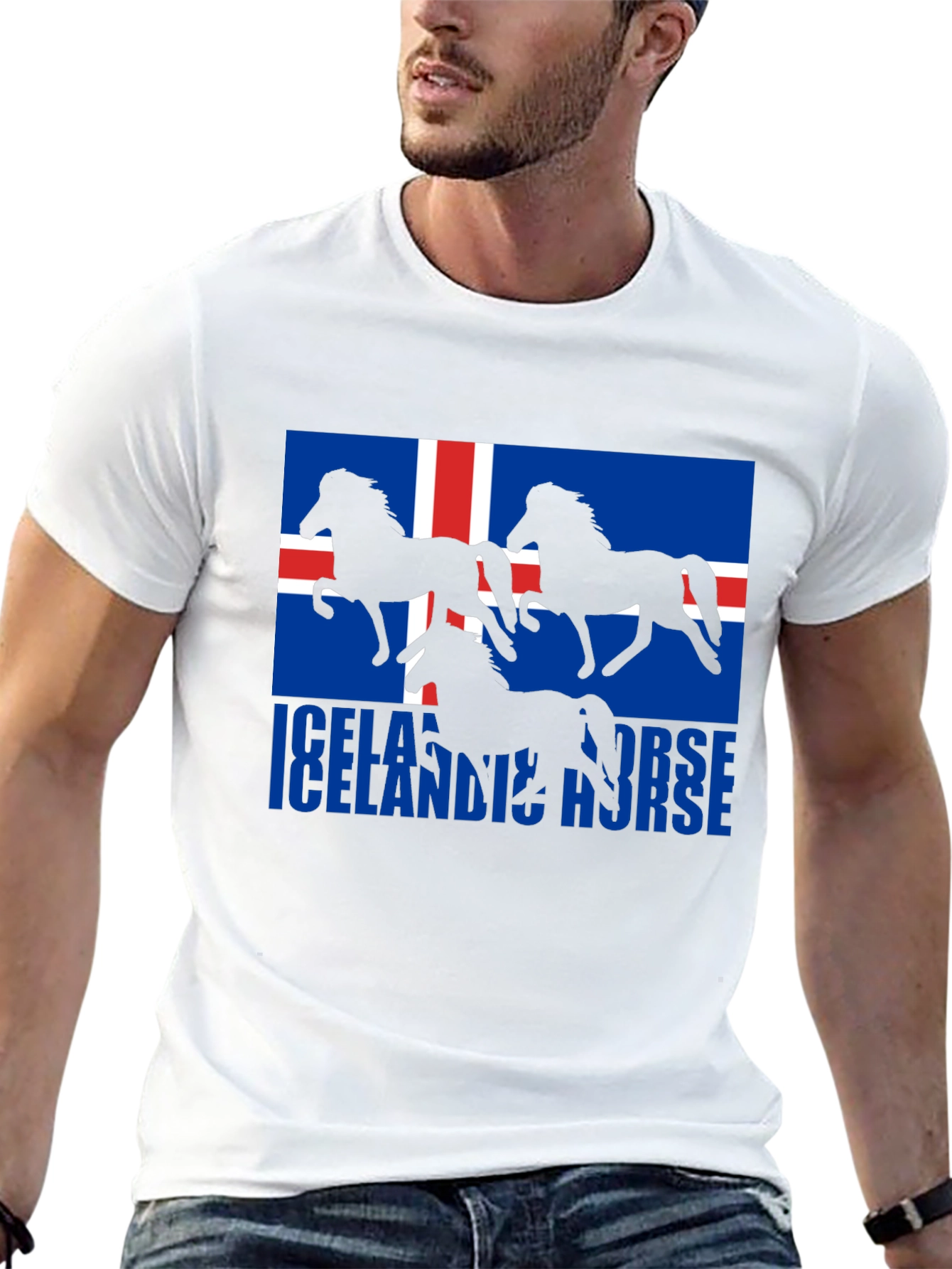 Icelandic Horse T-Shirt - Unique Icelandic Flag Design