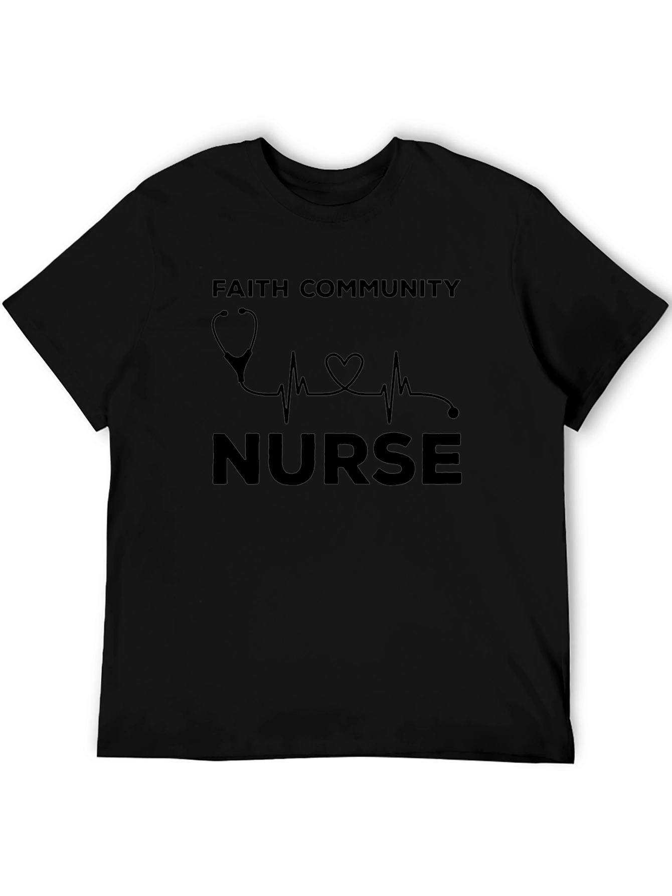 Faith Community Nurse T-Shirt - Heartbeat Stethoscope Design