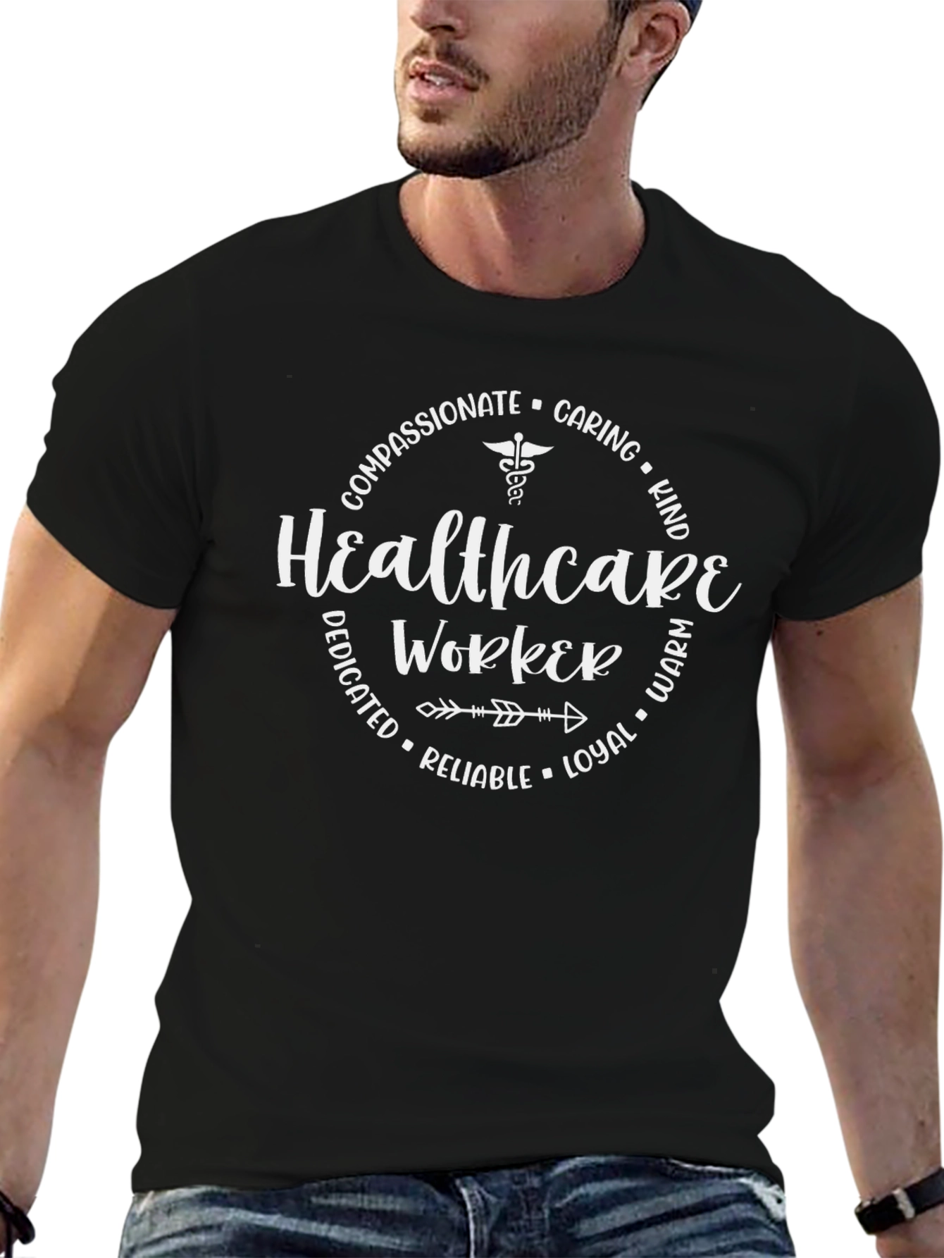 Healthcare Worker T-Shirt - Compassionate Caring Design