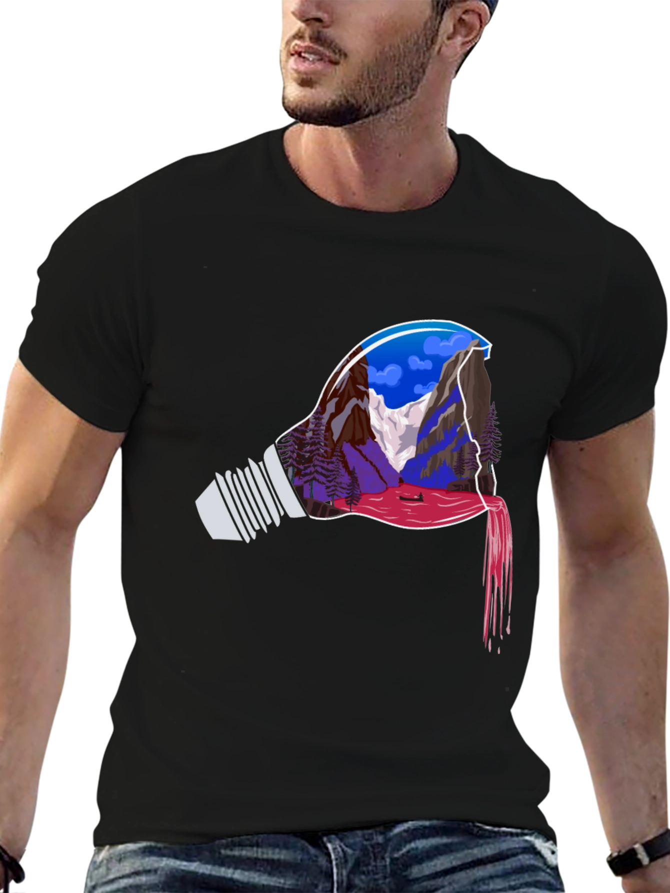 Mountainscape Lightbulb Graphic Tee