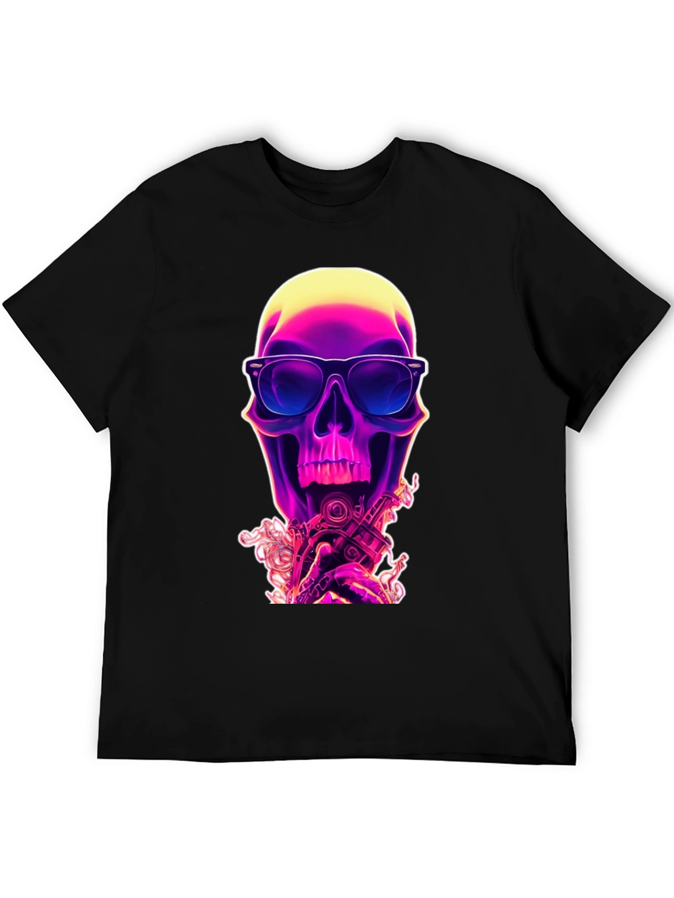 Neon Skull Graphic T-Shirt - Edgy Style