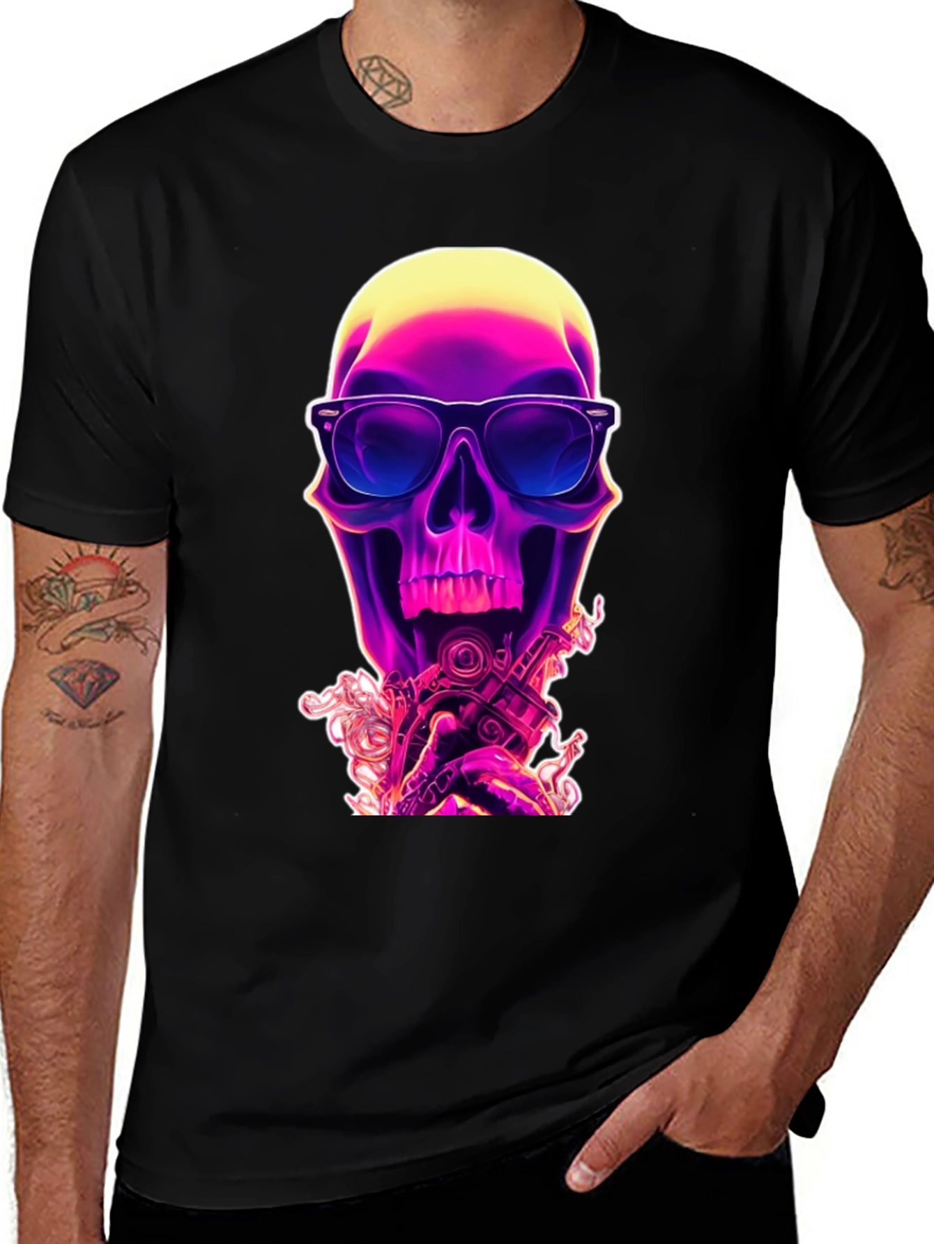 Neon Skull Graphic T-Shirt - Edgy Style