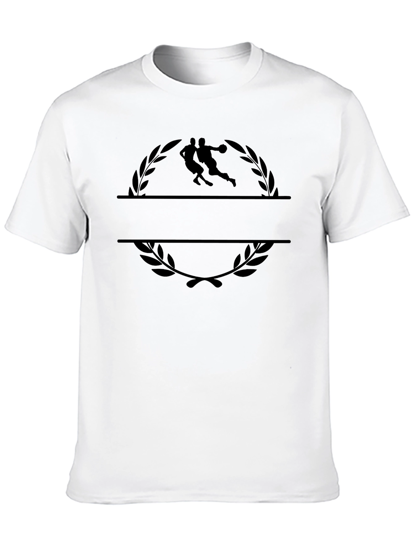 Black Graphic Tee with Basketball Laurel Design